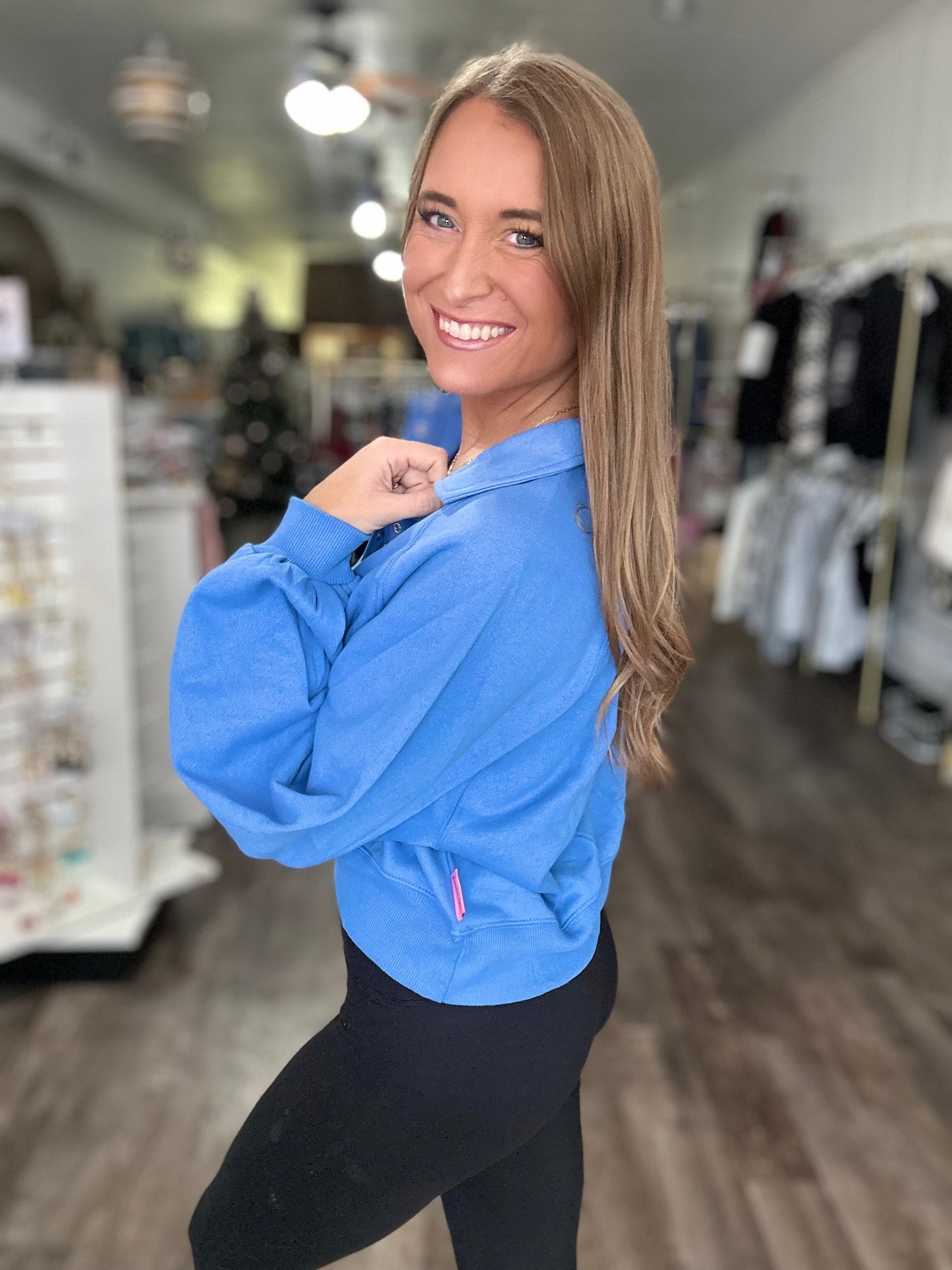 Becca Button Pullover (Marine) - Simply Southern