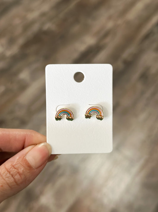 Rainbow Stud Earrings (Gold)