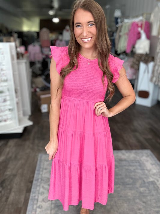 Blush & Breeze Smocked Midi Dress