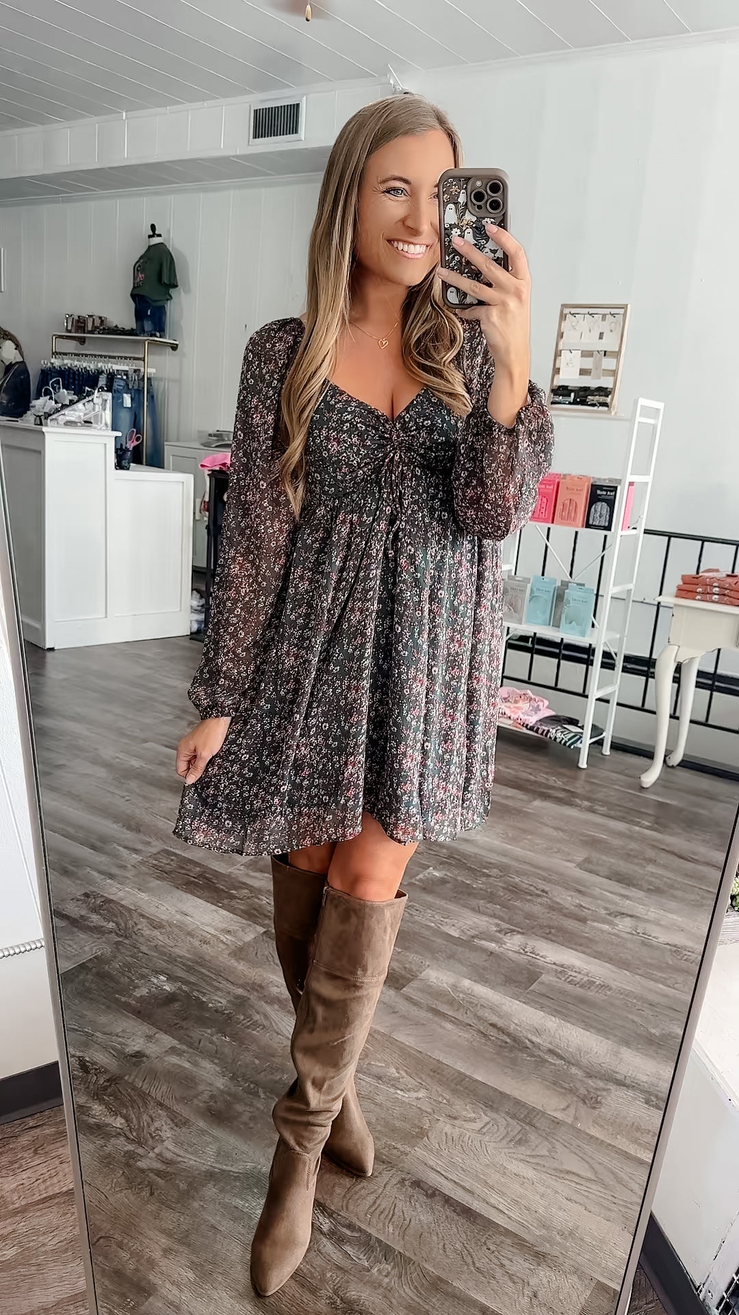 Twirl Me Around Floral Dress - Hunter Green