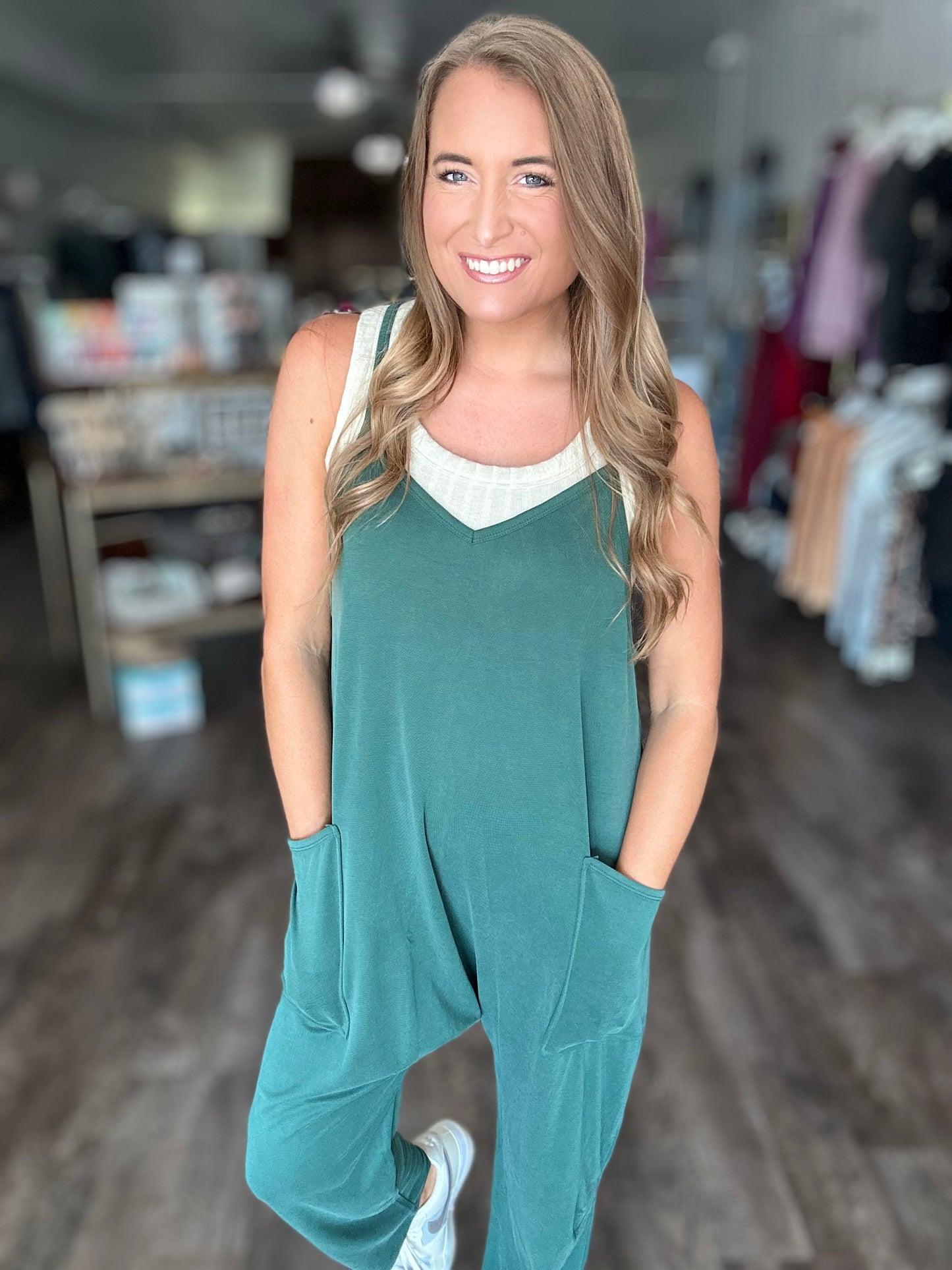 Dream On Harem Jumpsuit - Hunter Green