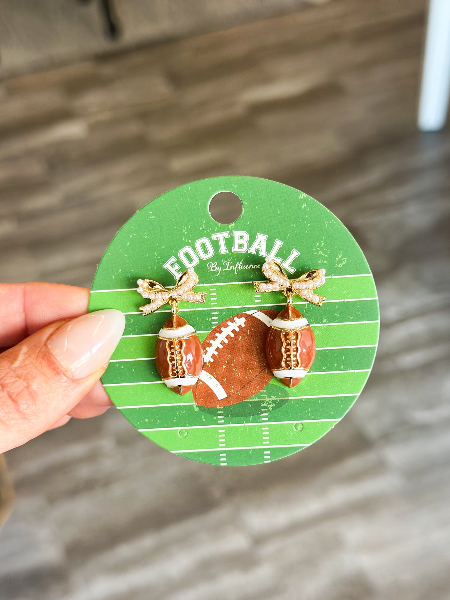 Pearl Bow & Football Earrings