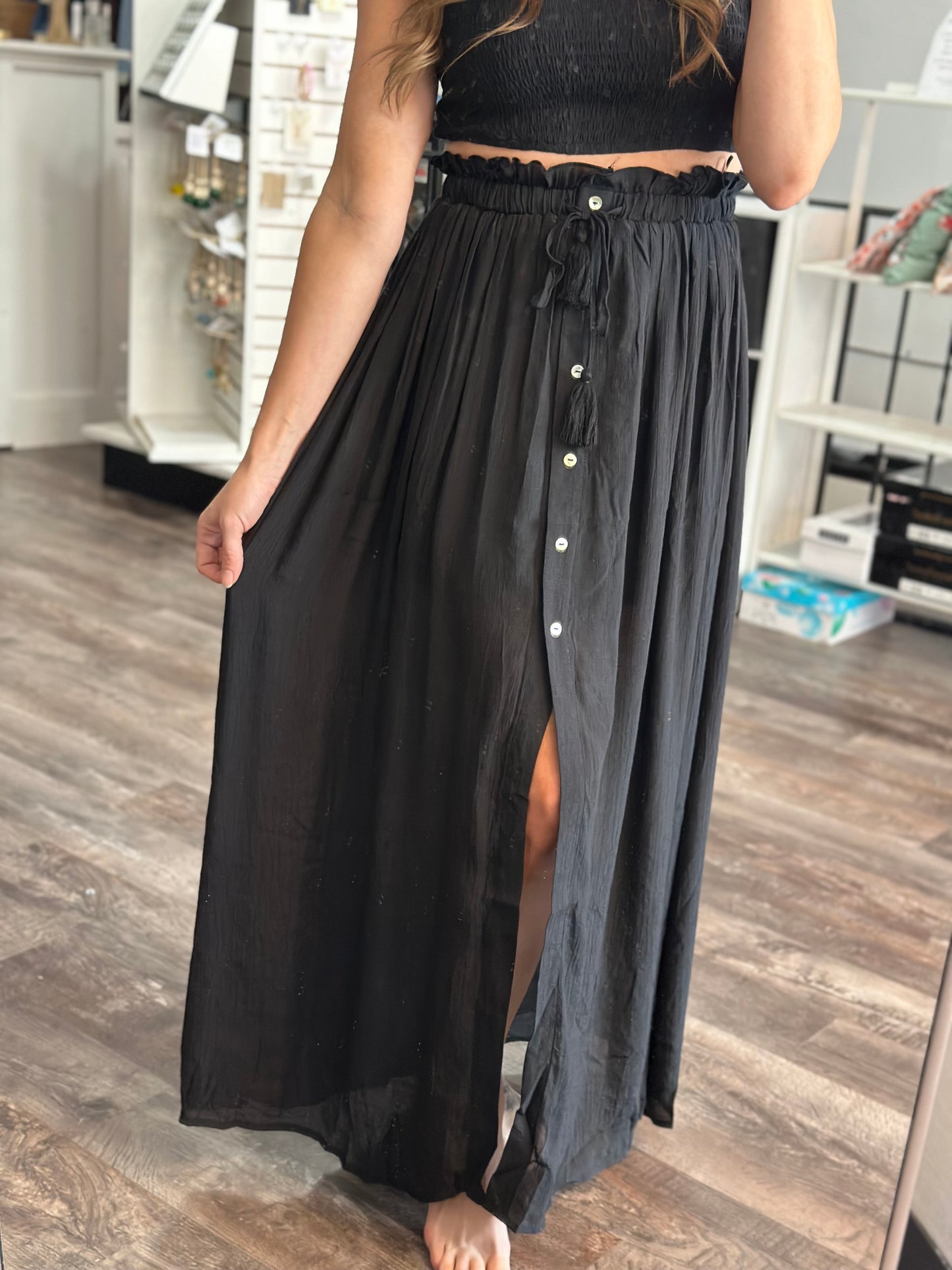 RESTOCK Hear The Waves 2-Piece Maxi Set (Black)