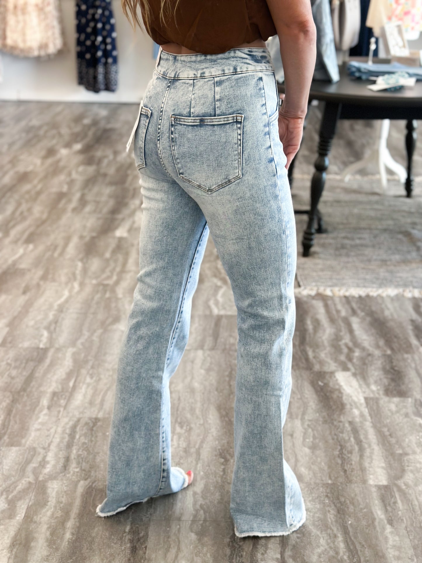 Leila High Rise Relaxed Flare Denim
