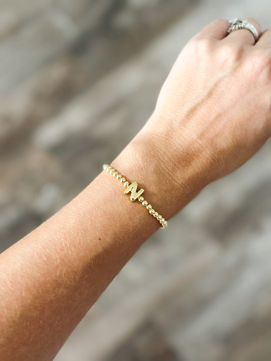 Initial Bubble Stretch Bracelet - N