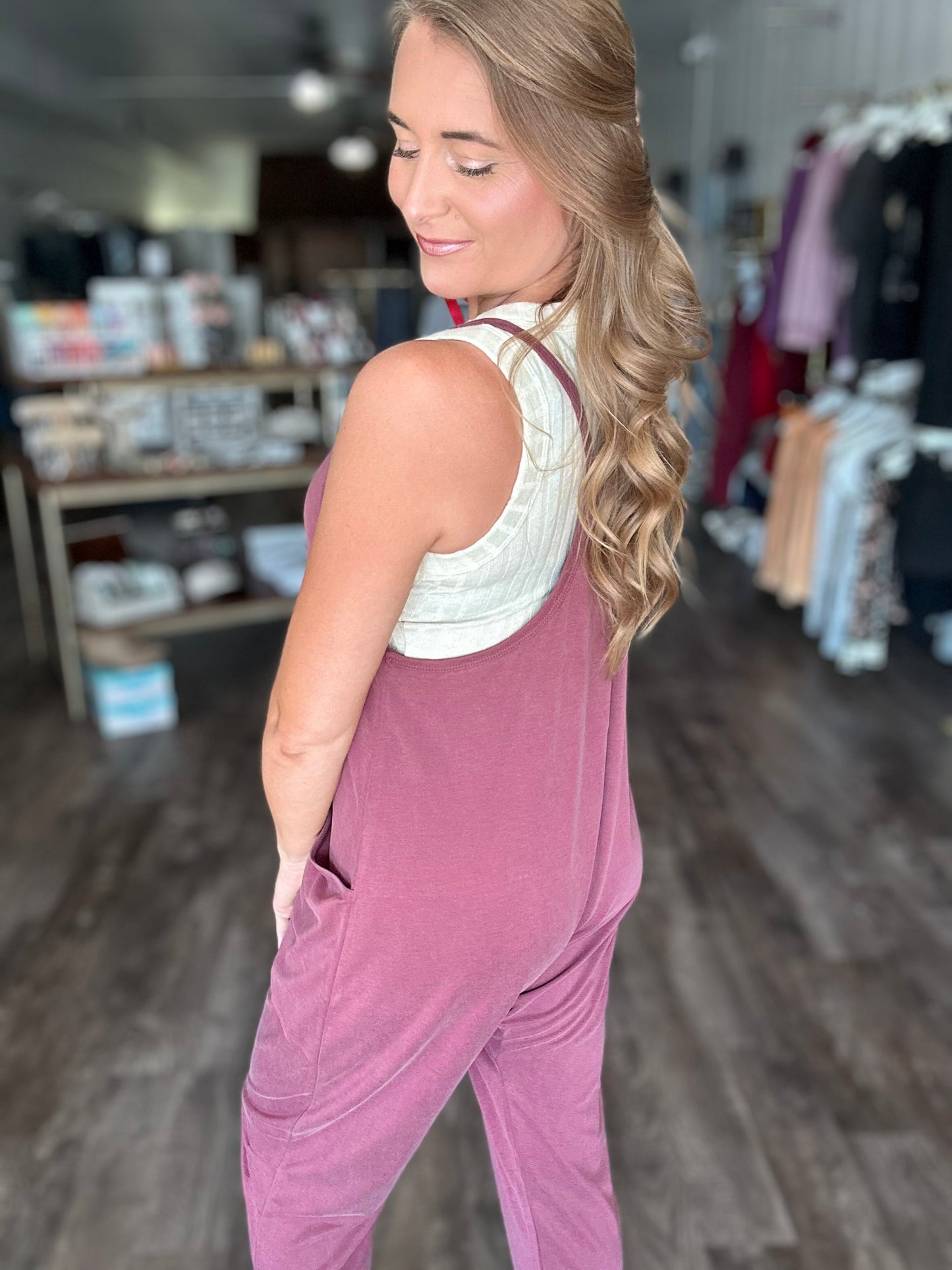 Dream On Harem Jumpsuit - Burgundy