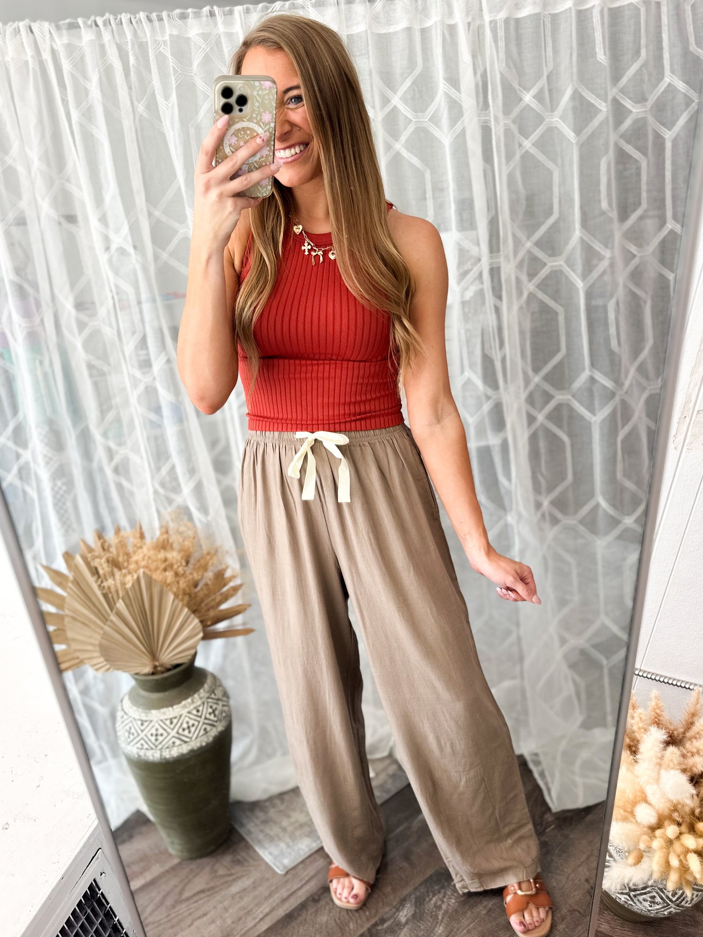 Stroll Down The Lane Linen Pants