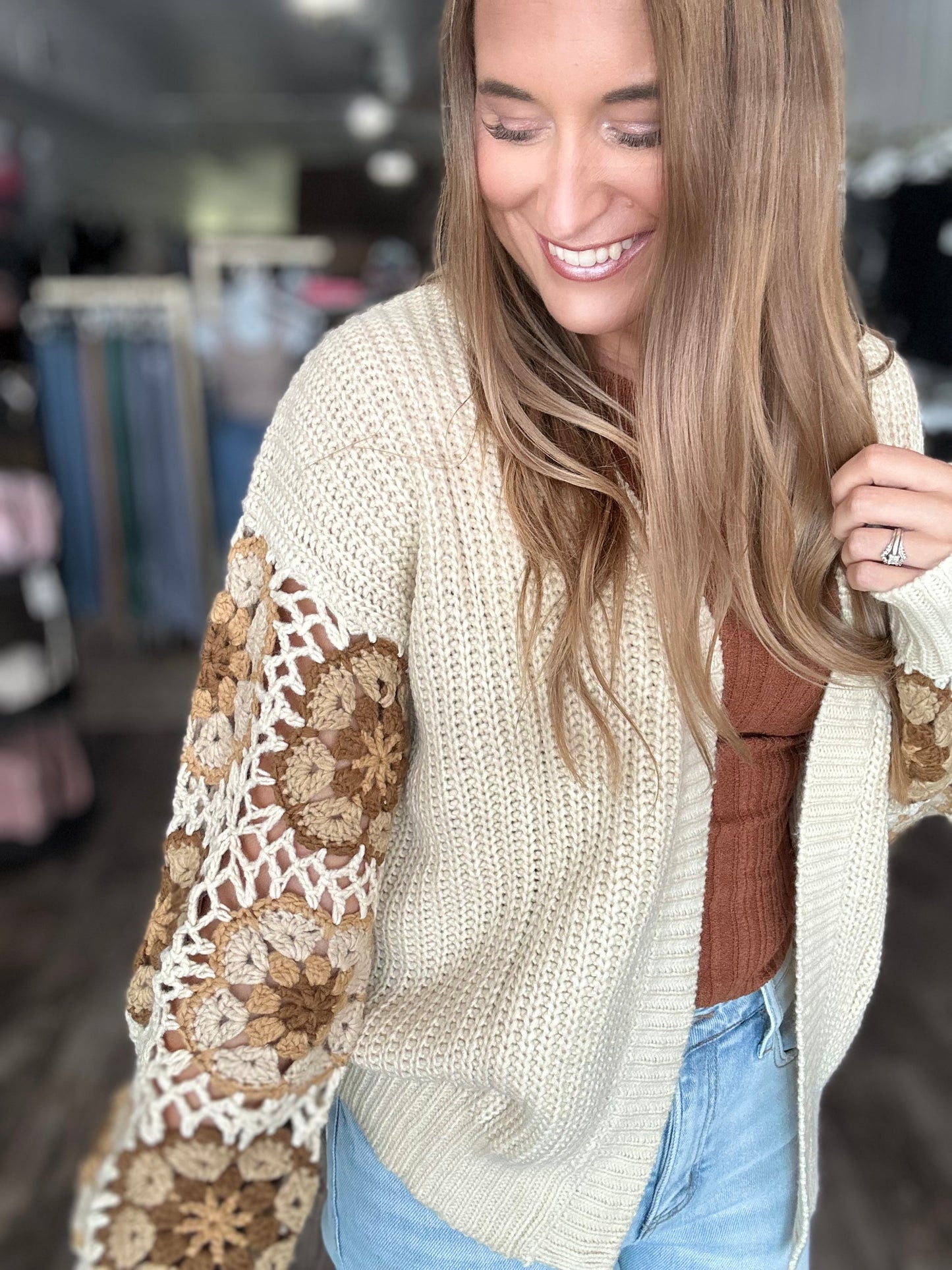 This Is It Crochet Sleeve Cardigan