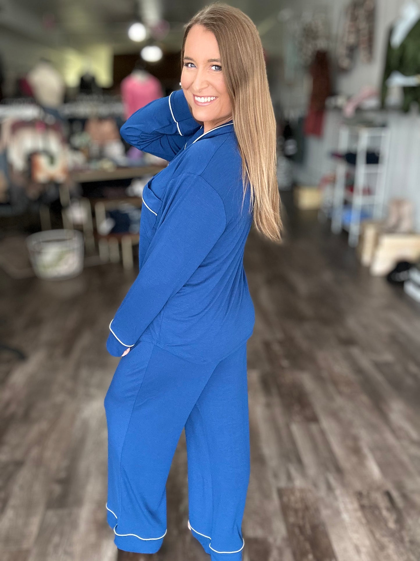 Must Be Dreaming Pajama Set - Deep Blue