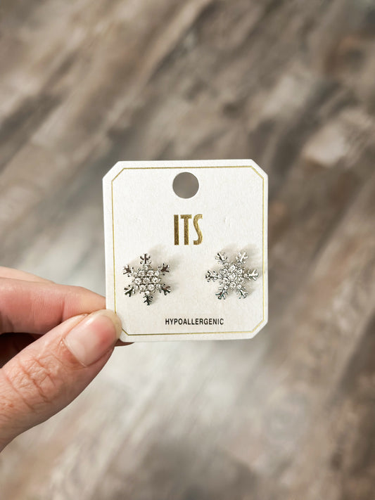 Snowflake Stud Earrings (Silver)