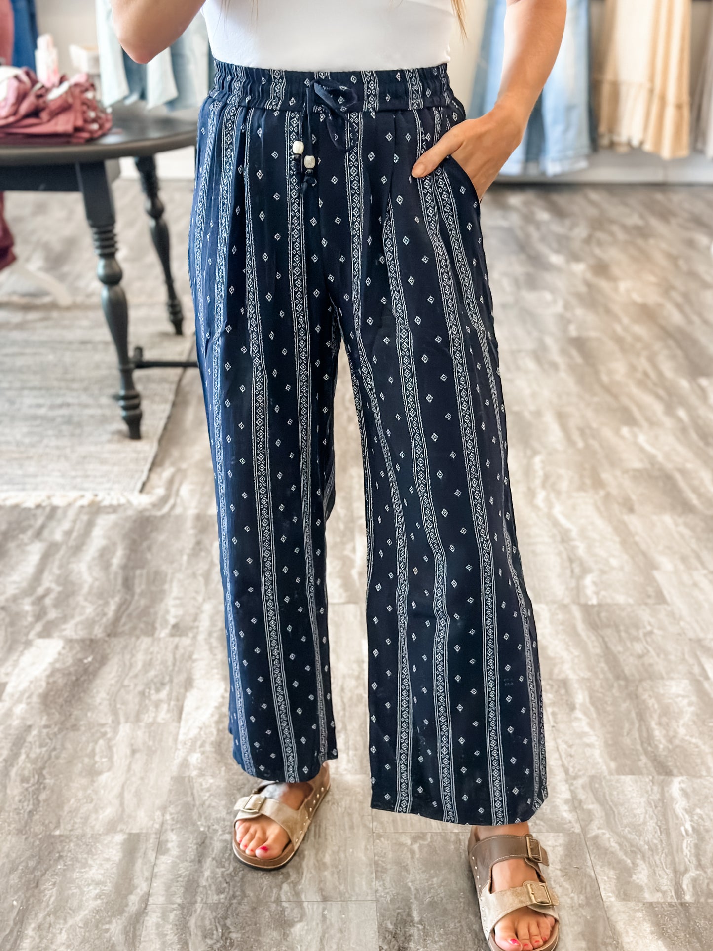 Haleigh Boho Striped Wide Leg Pants