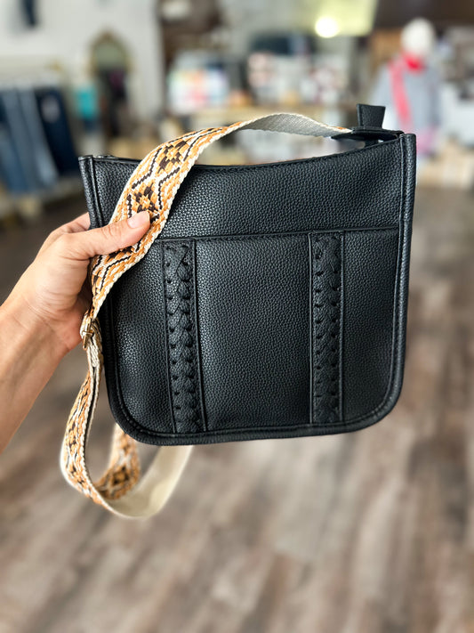 In A Daze Boho Guitar Strap Crossbody - Black