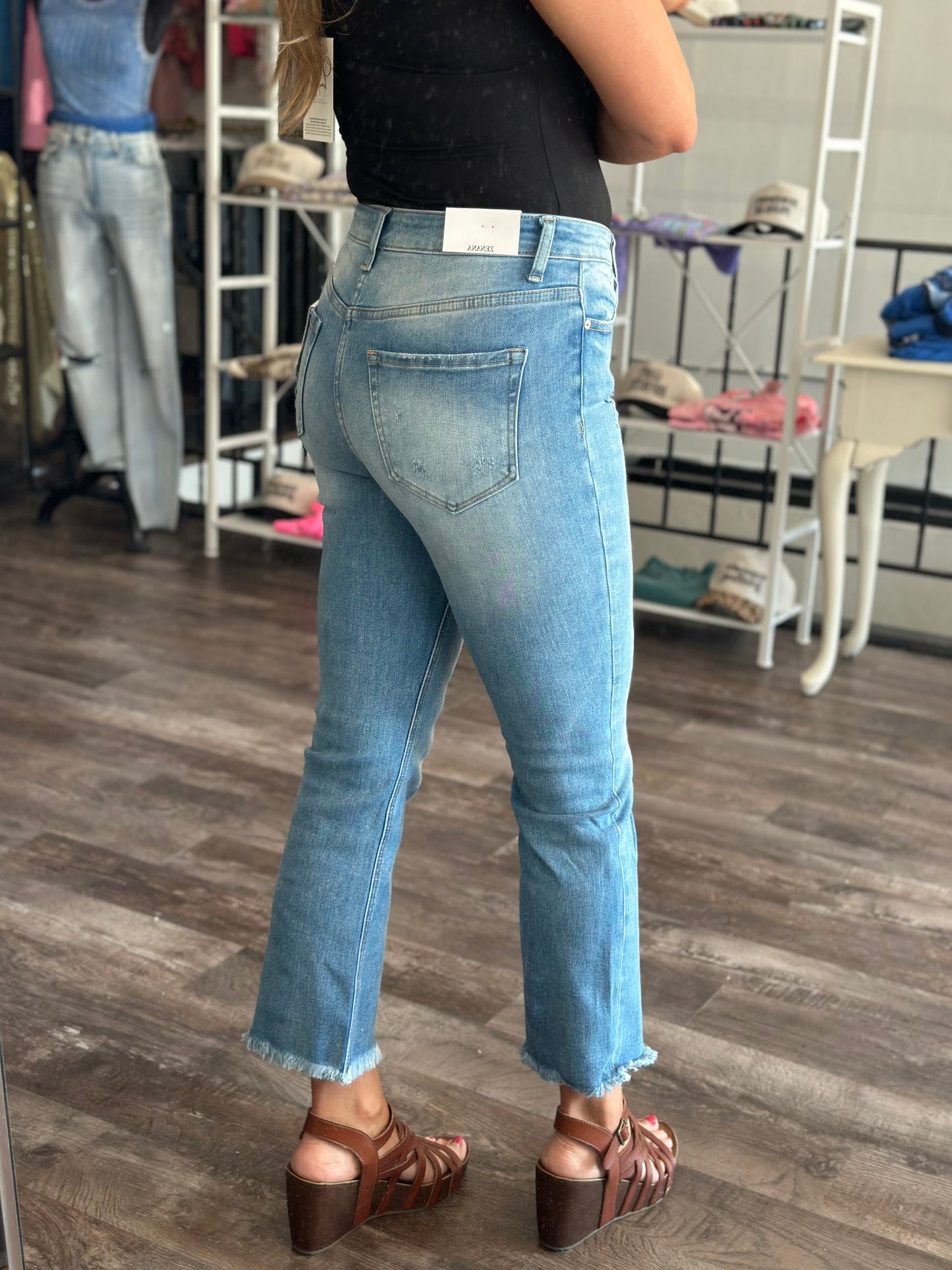 Claire Raw Hem Straight Leg Denim