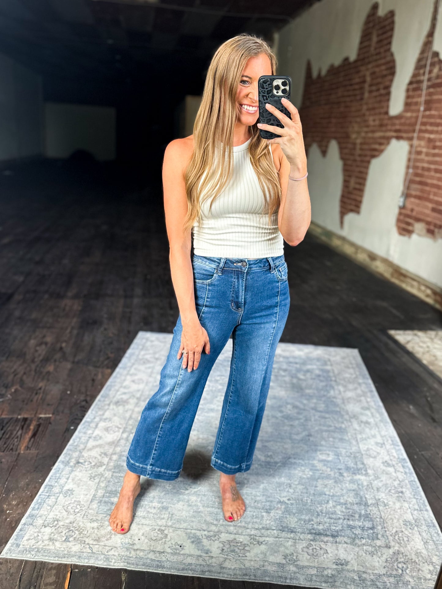 Emmy Cropped Wide Leg Denim