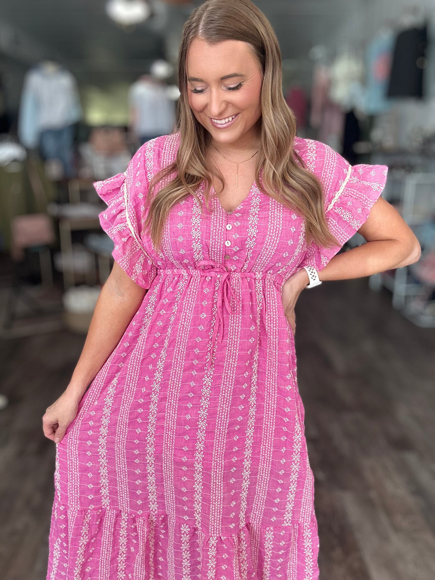 Spring is Calling Eyelet Midi Dress