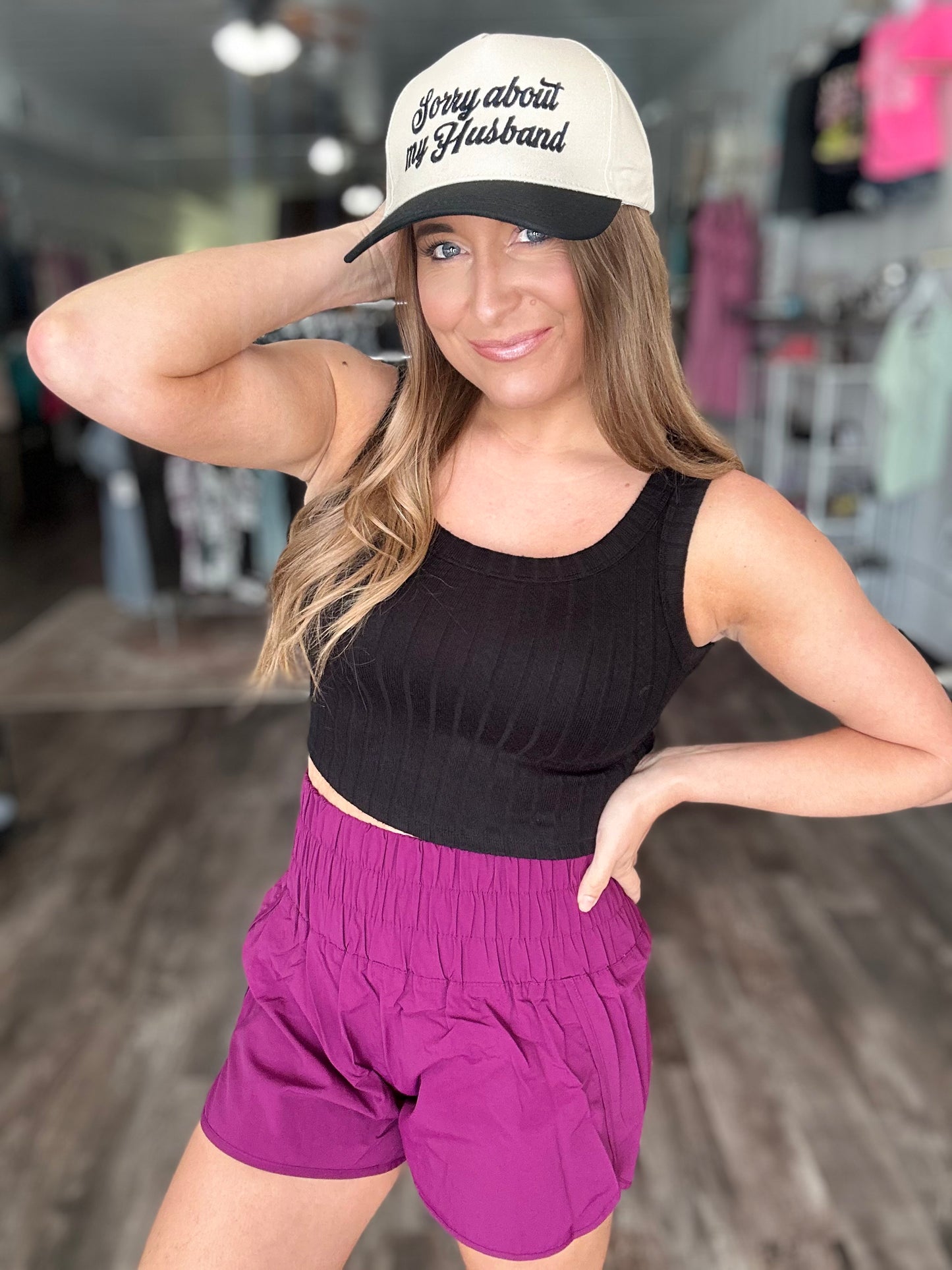 Summer Lovin’ Wide Band Athletic Shorts - Plum