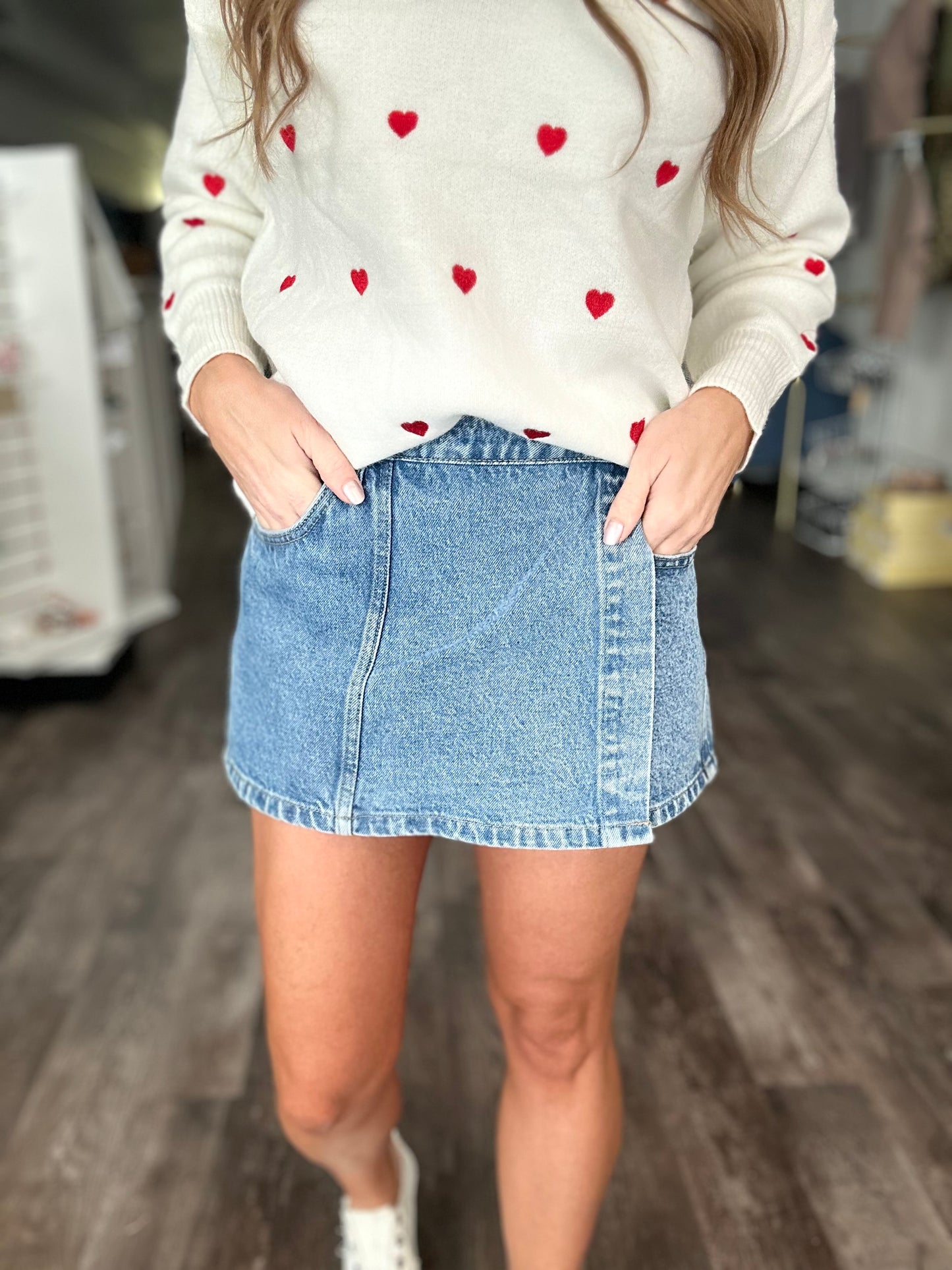 RESTOCK On Edge Wrap Denim Skort