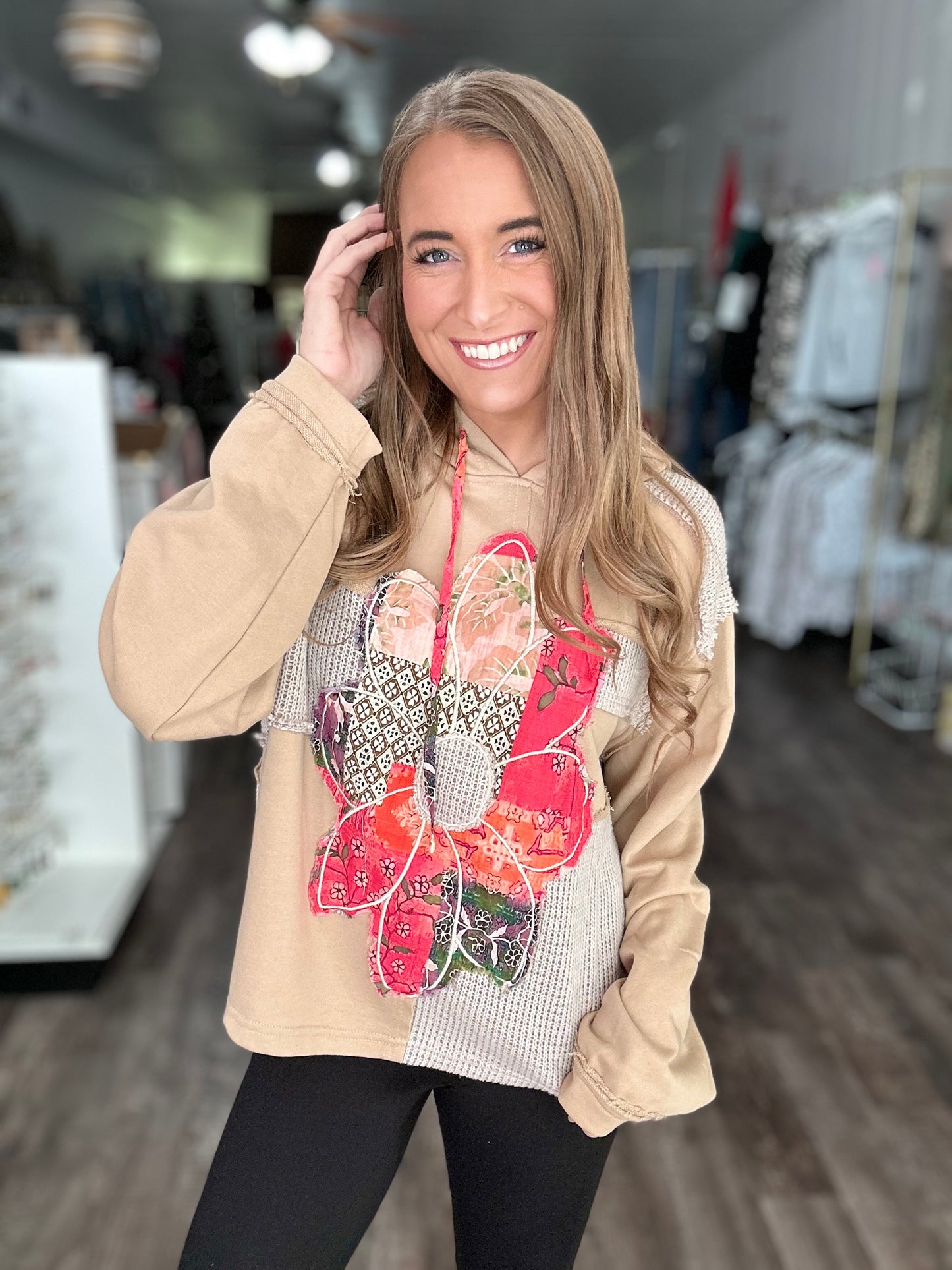 Santa Rosa Patchwork Hooded Pullover