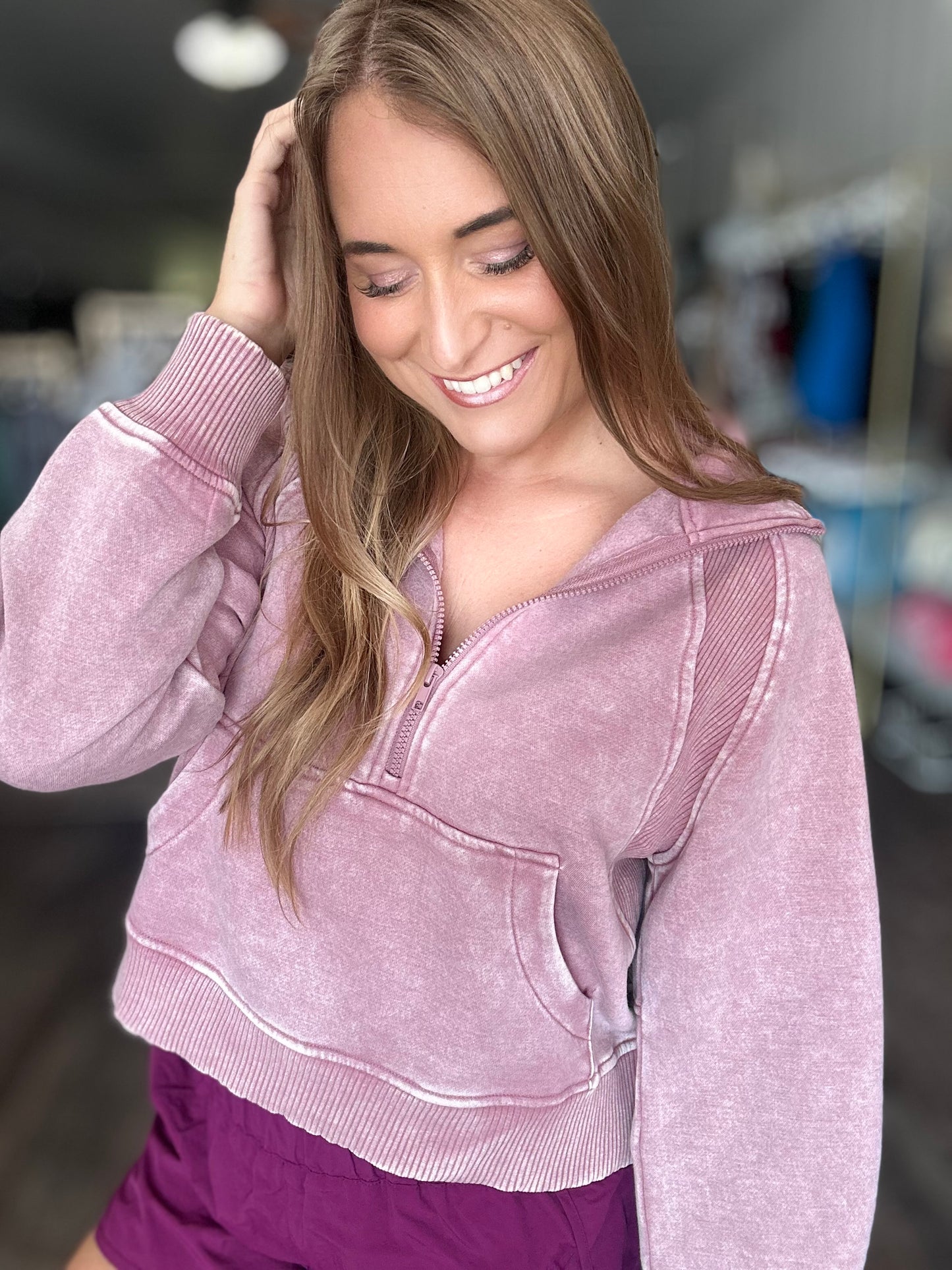 Dreaming of Fall Acid Wash Quarter Zip