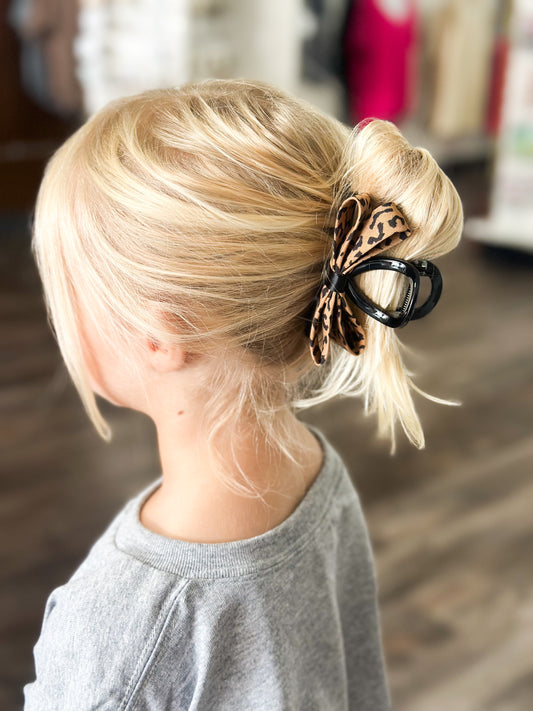 Leopard Bow Claw Clip