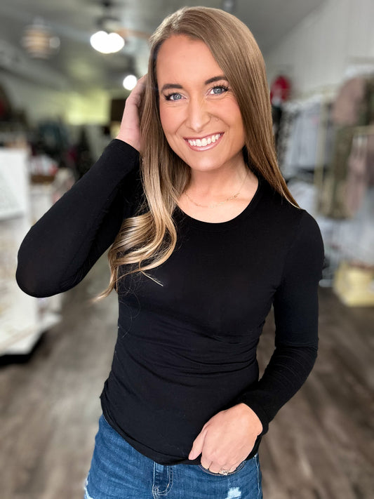 Simply Chic Long Sleeve Top (Black)