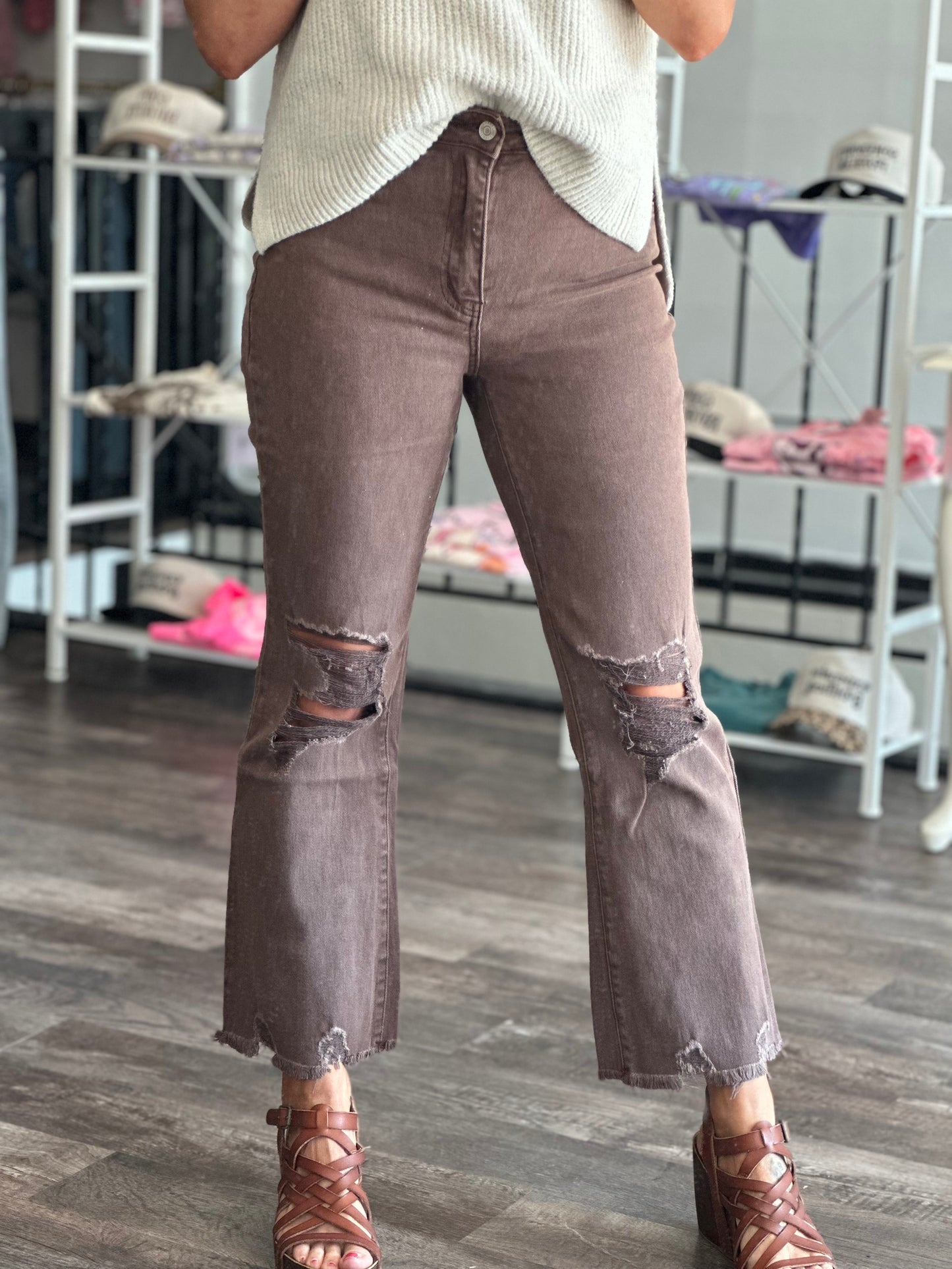 Cecilia Destroyed Denim - Mahogany