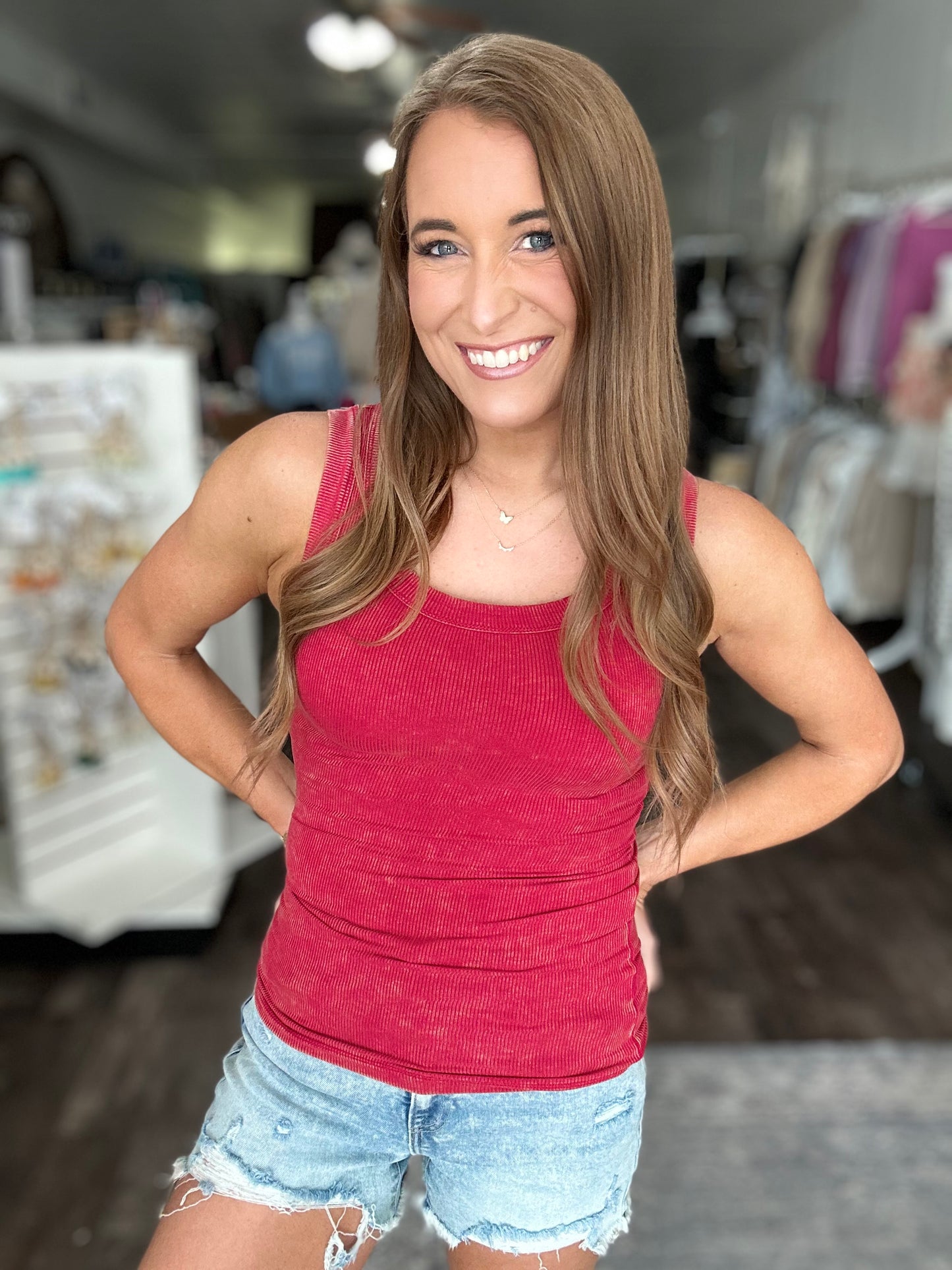 Better Than Basic Ribbed Tank (Dark Red)