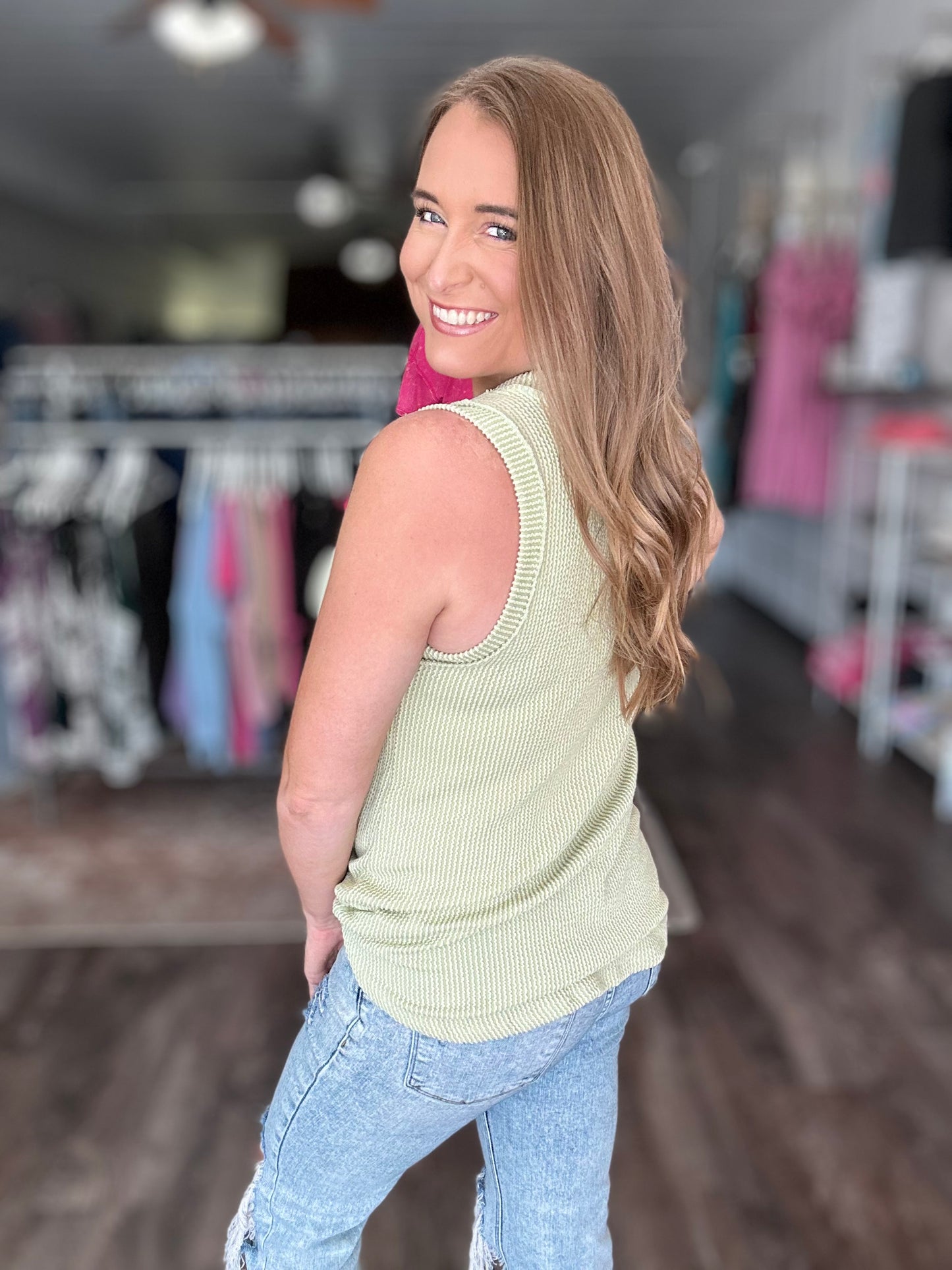 Making It Easy Ribbed Tank - Light Green