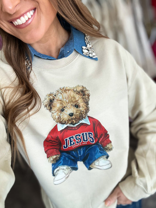 Jesus Loves Me Teddy Crewneck