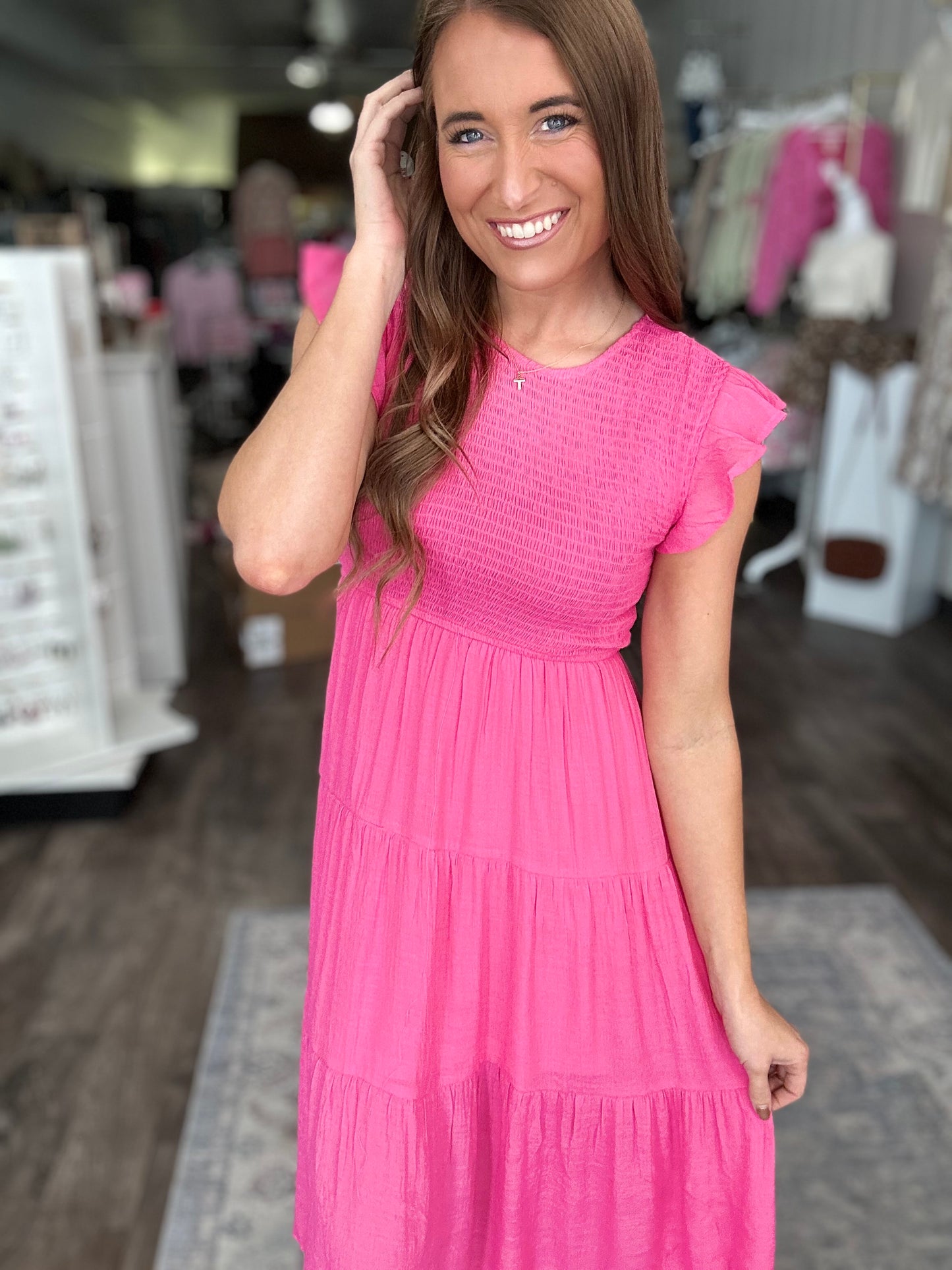 Blush & Breeze Smocked Midi Dress