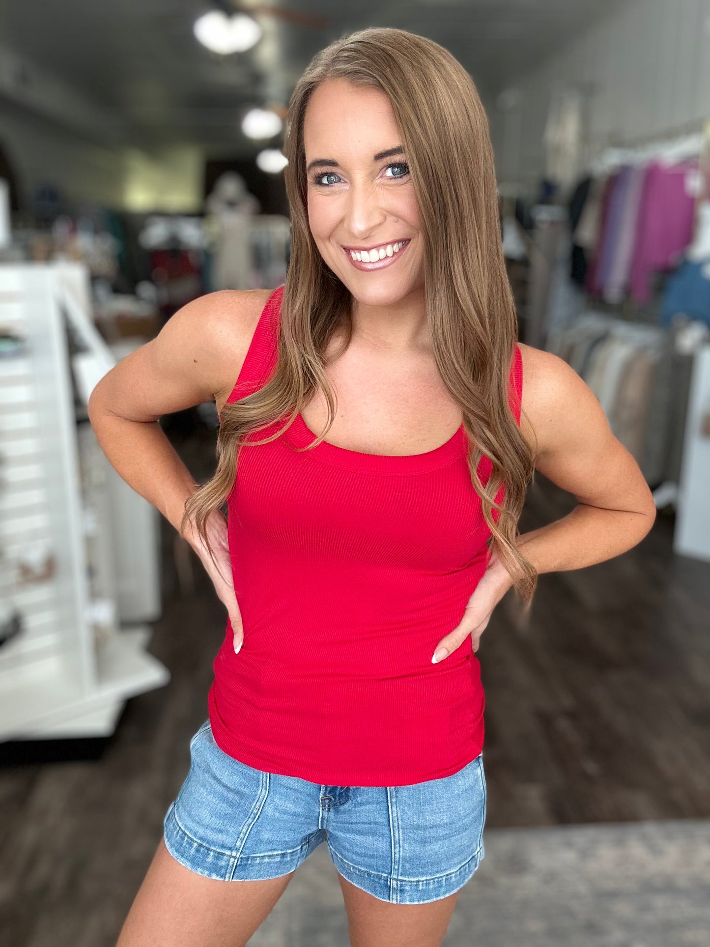 Better Than Basic Ribbed Tank (True Red)