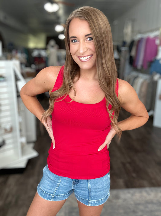 Better Than Basic Ribbed Tank (True Red)