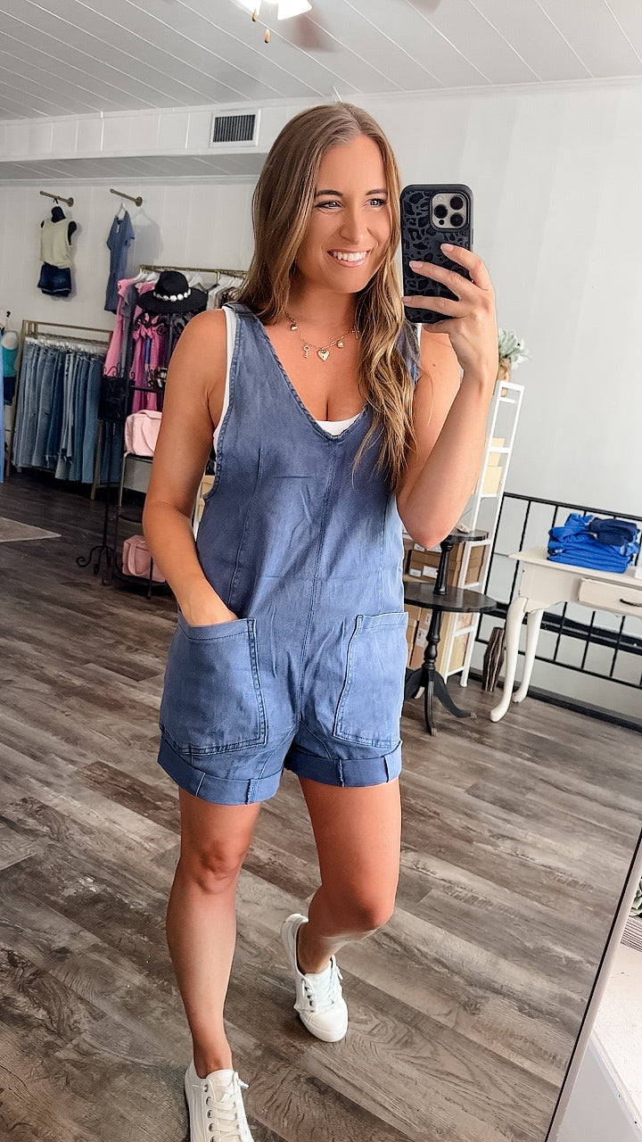 There She Goes Denim Romper