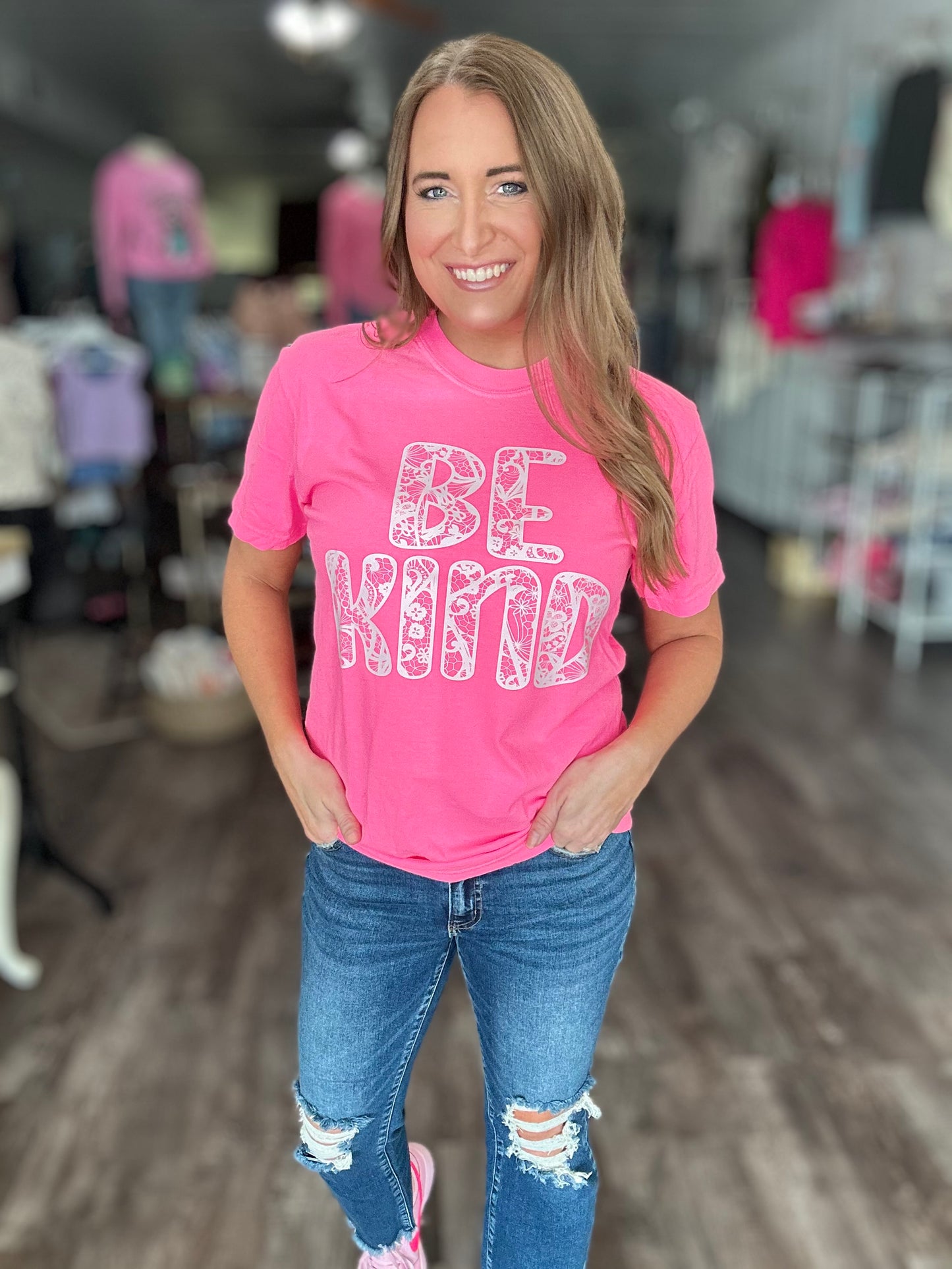 Be Kind Faux Lace Graphic Tee