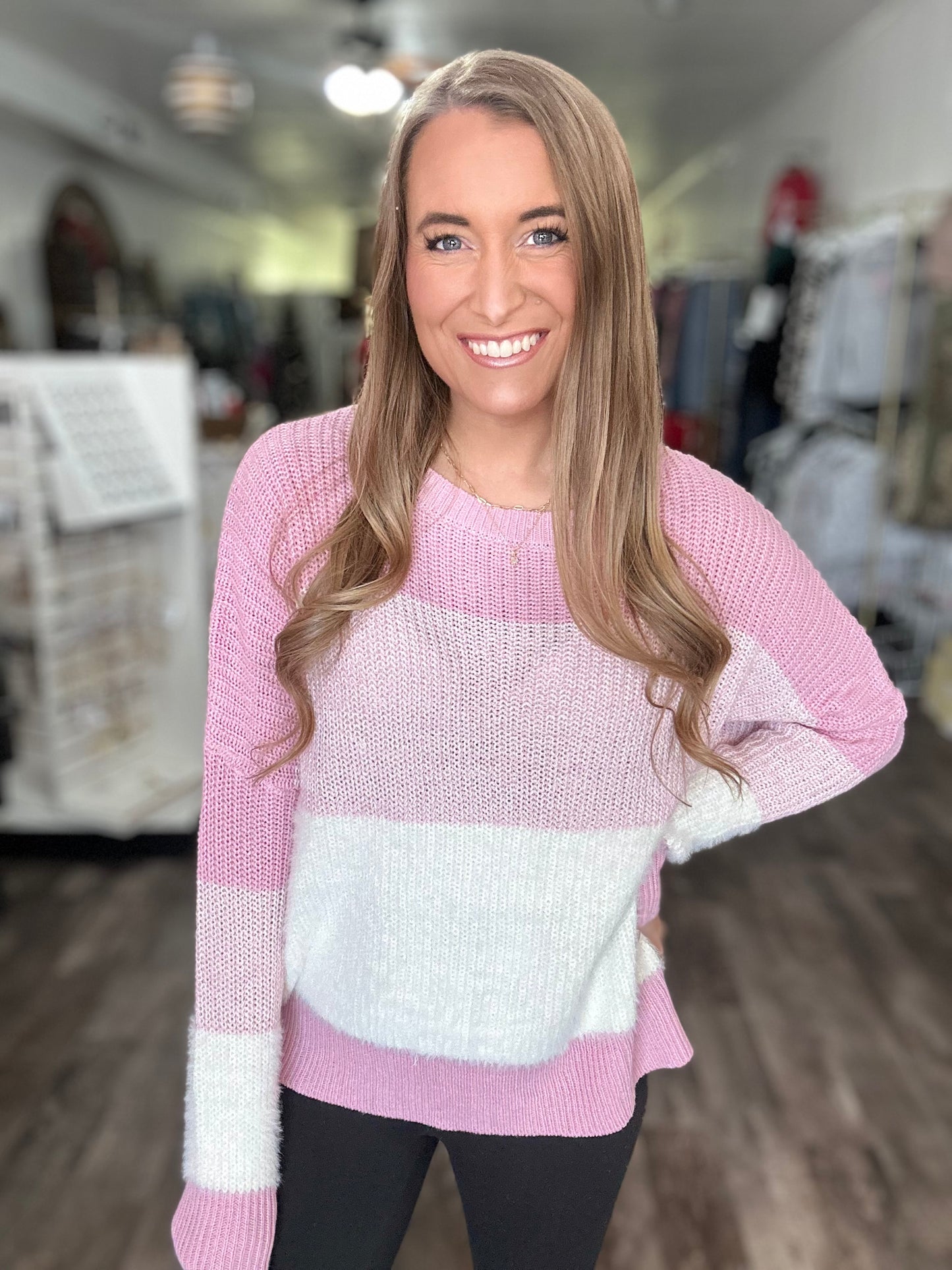 Snowy Days Fuzzy Knit Sweater (Blue)