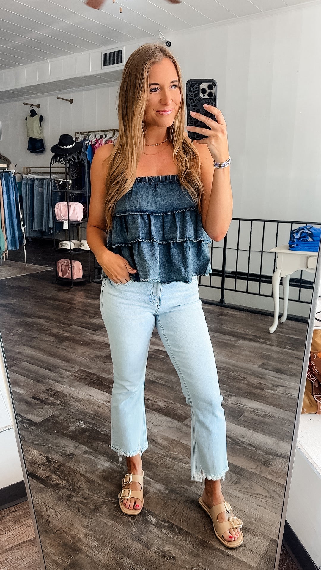 True To Yourself Tiered Denim Top