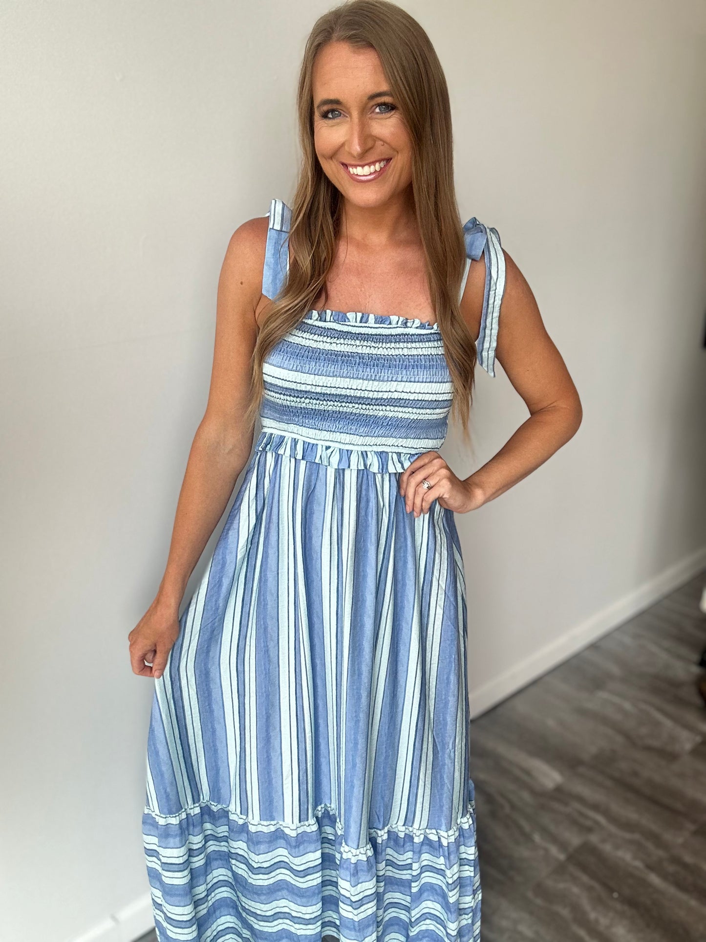 Summer Splash Striped Maxi Dress