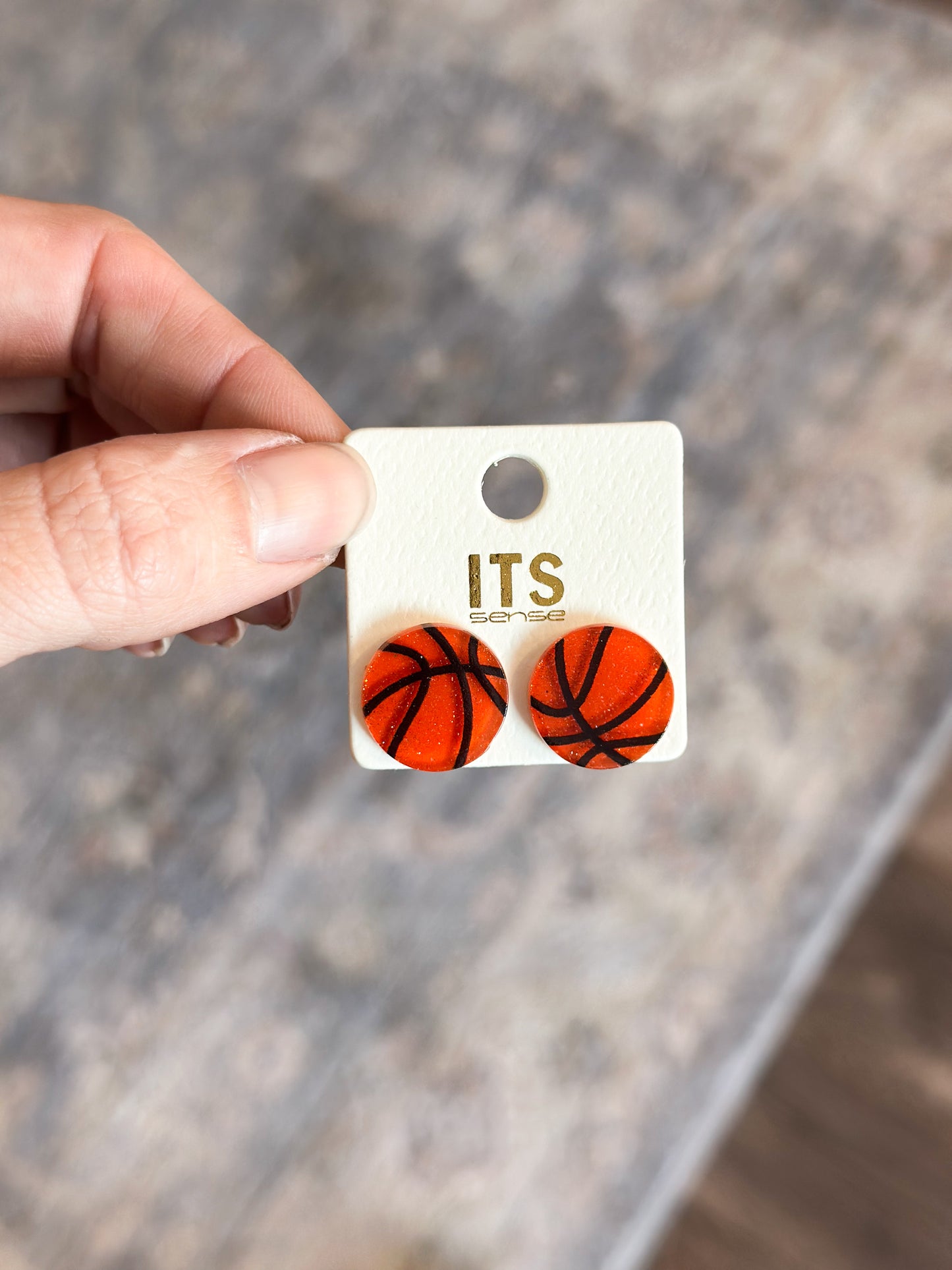 Glitter Resin Basketball Studs