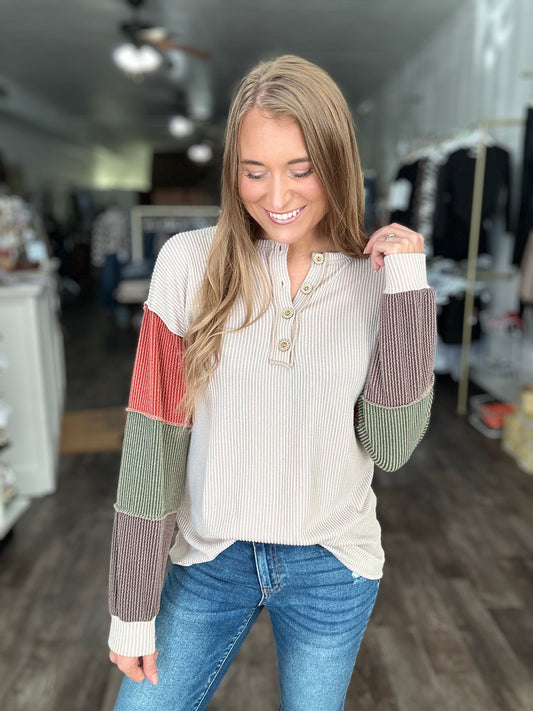 On Fall Time Ribbed Top