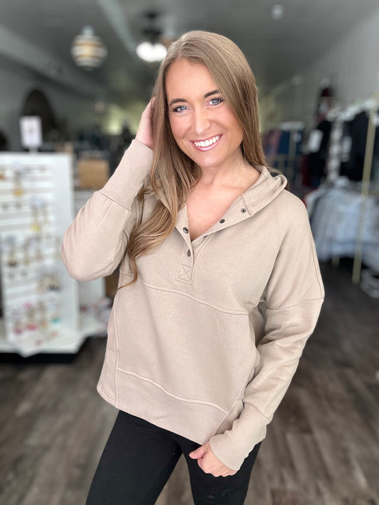 Sweet & Cozy Hooded Pullover (Tan)