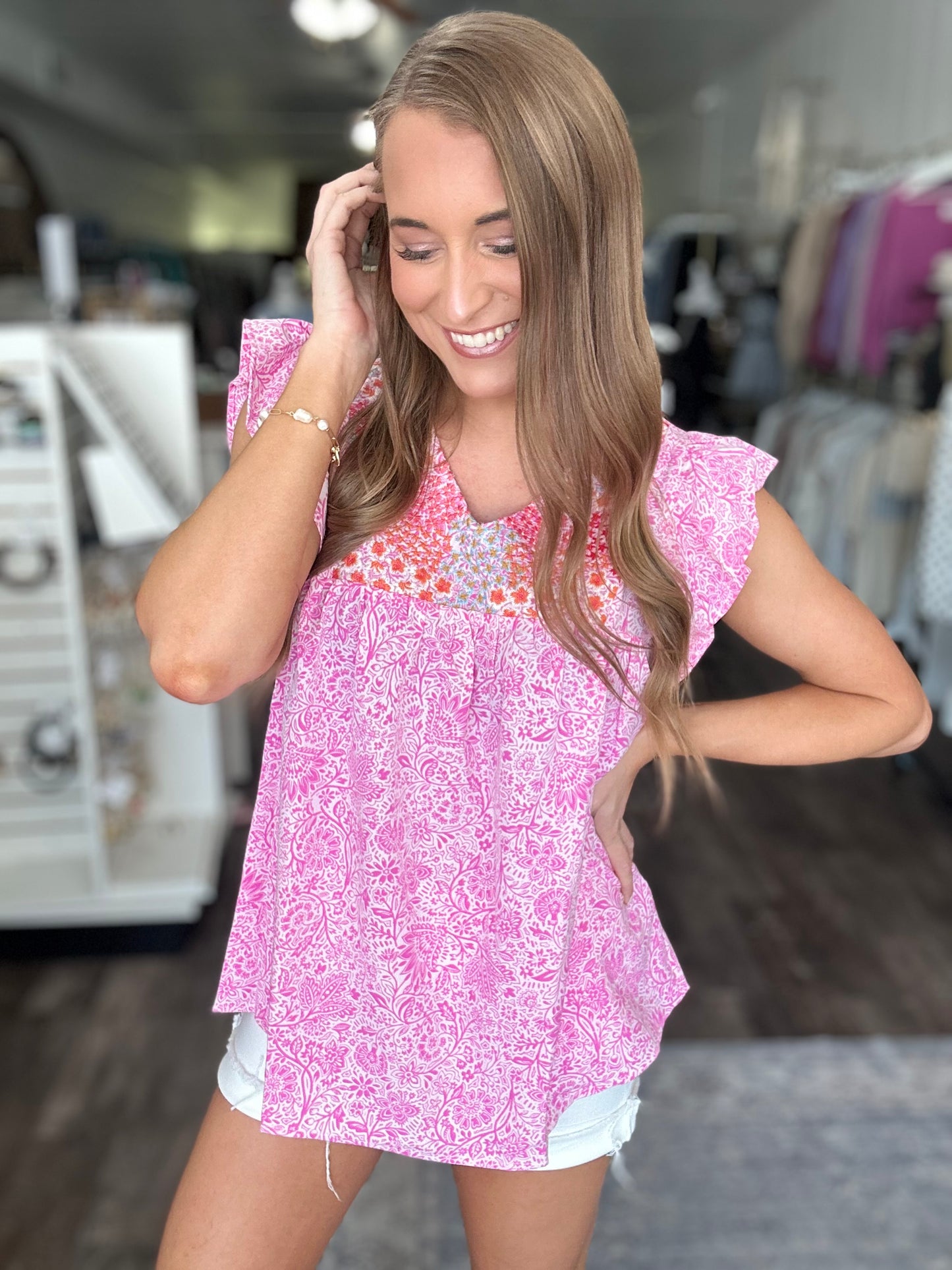 Just A Feeling Embroidered Floral Top