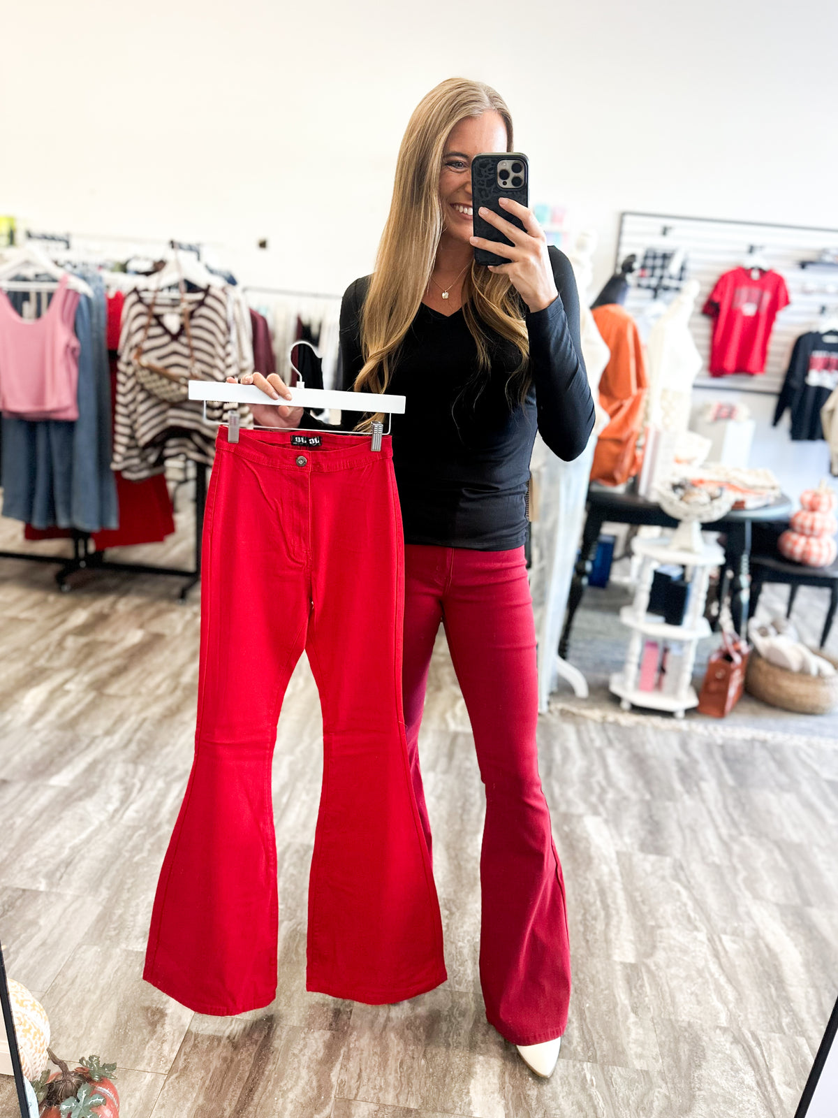 Jenna Retro Bell Pants (Burgundy)