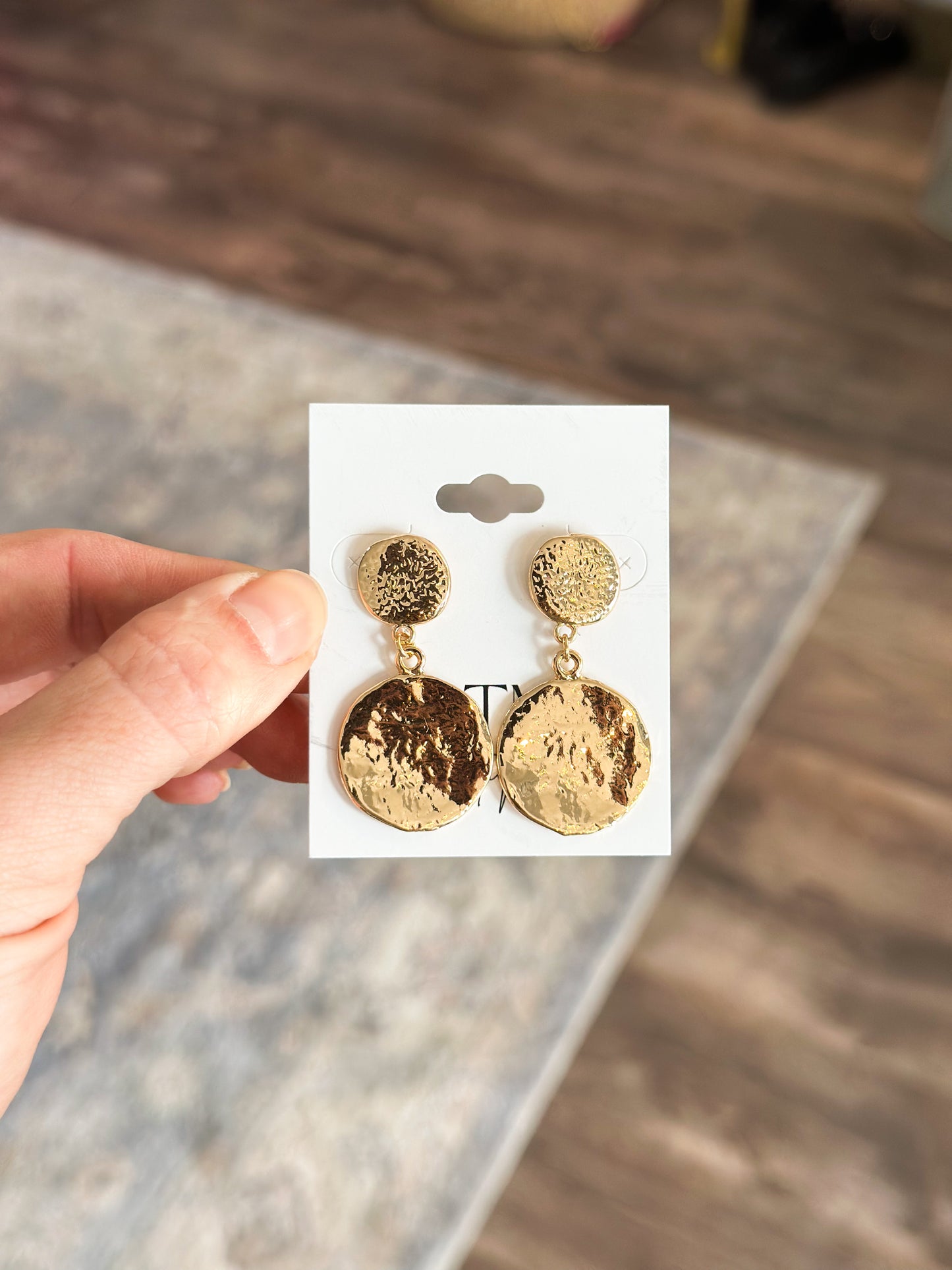 Textured Dangle Earrings (Gold)