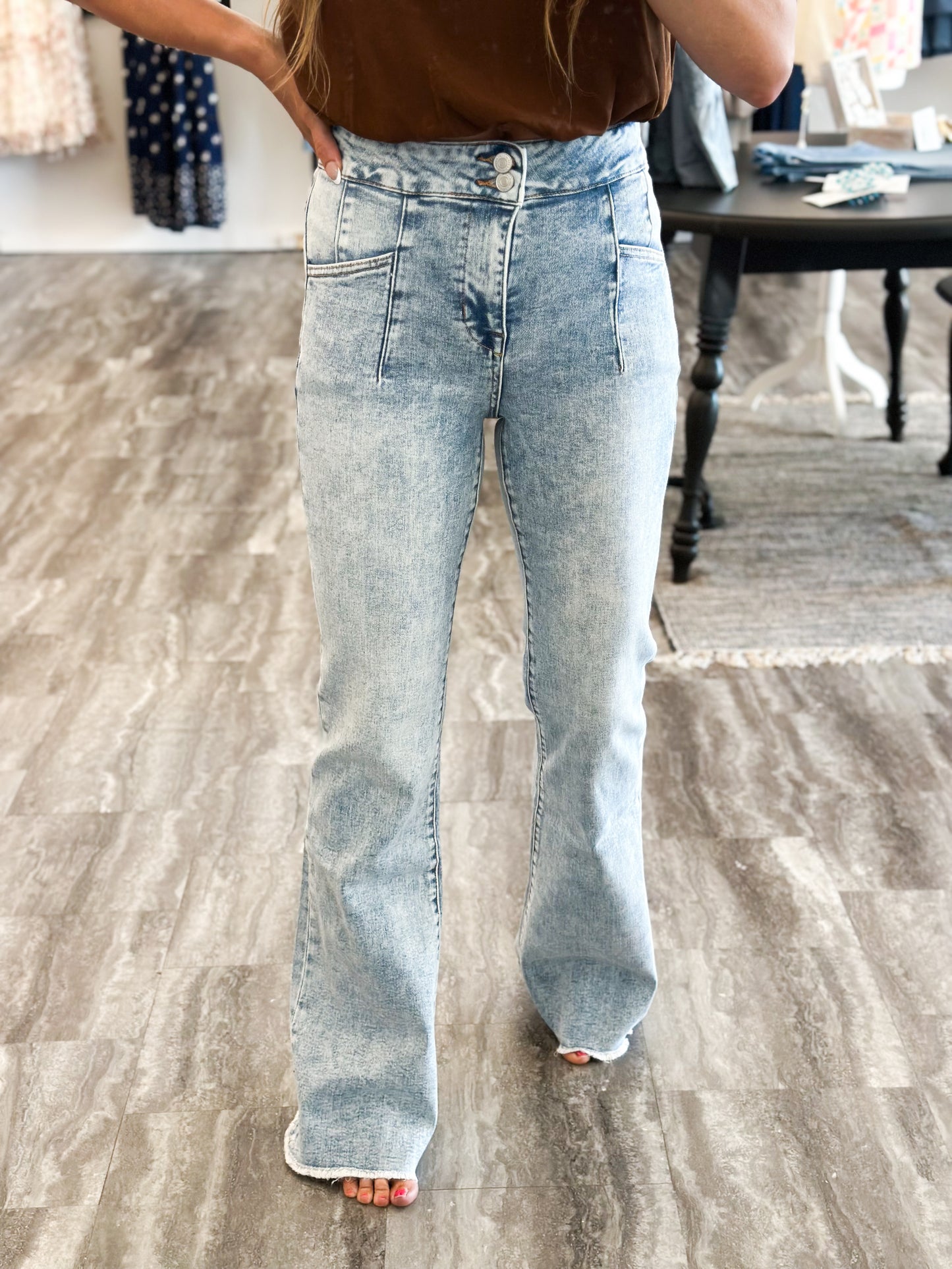 Leila High Rise Relaxed Flare Denim
