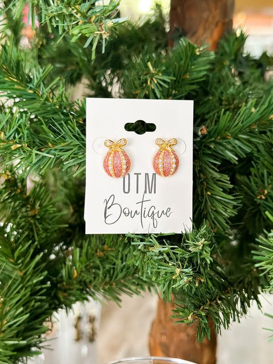 Pink/Gold Ornament Earrings