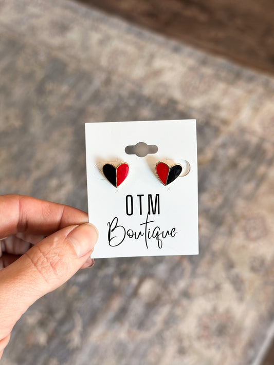 Black/Red Split Earrings