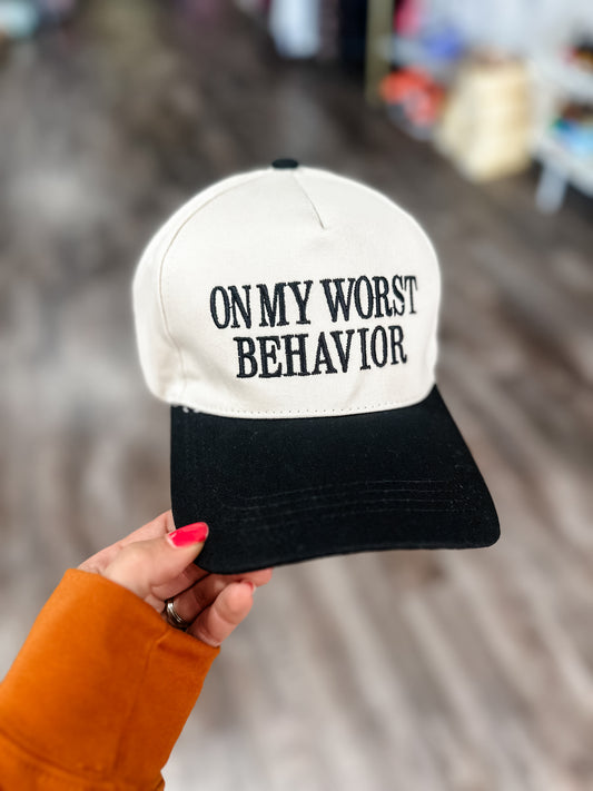 On My Worst Behavior Hat - Black