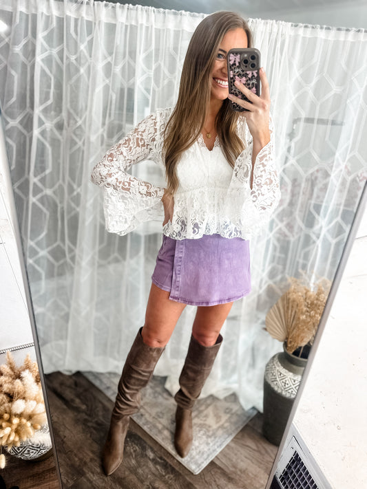 Live in Grace Denim Skort (Purple)