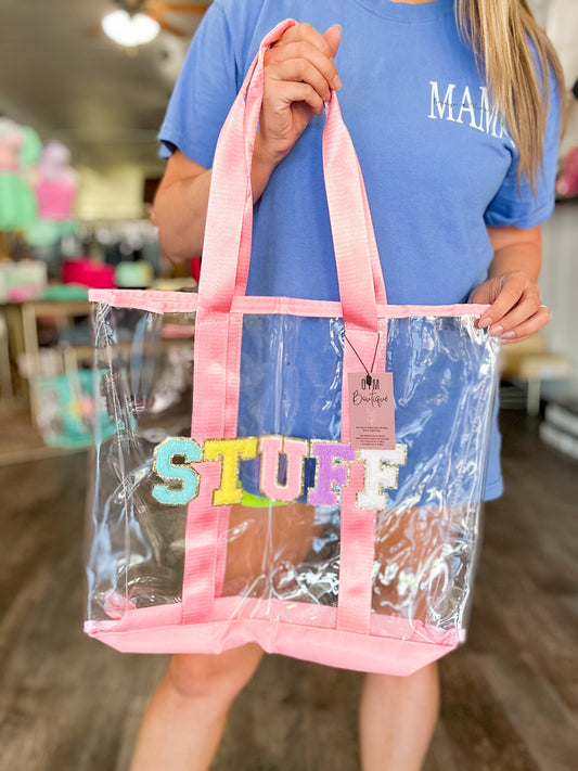 Clear “Stuff” Tote - Pink