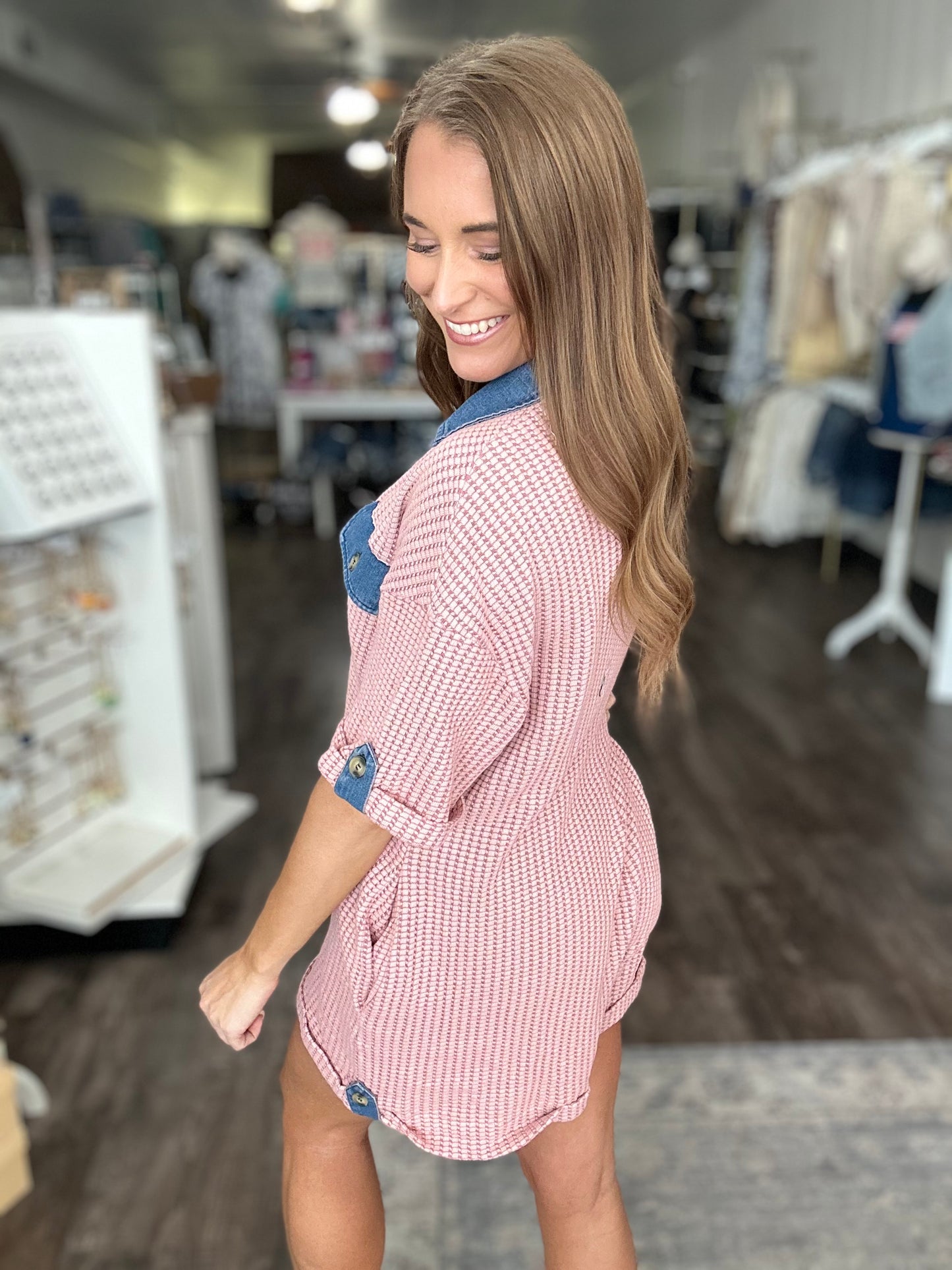American Cutie Waffle Knit Romper